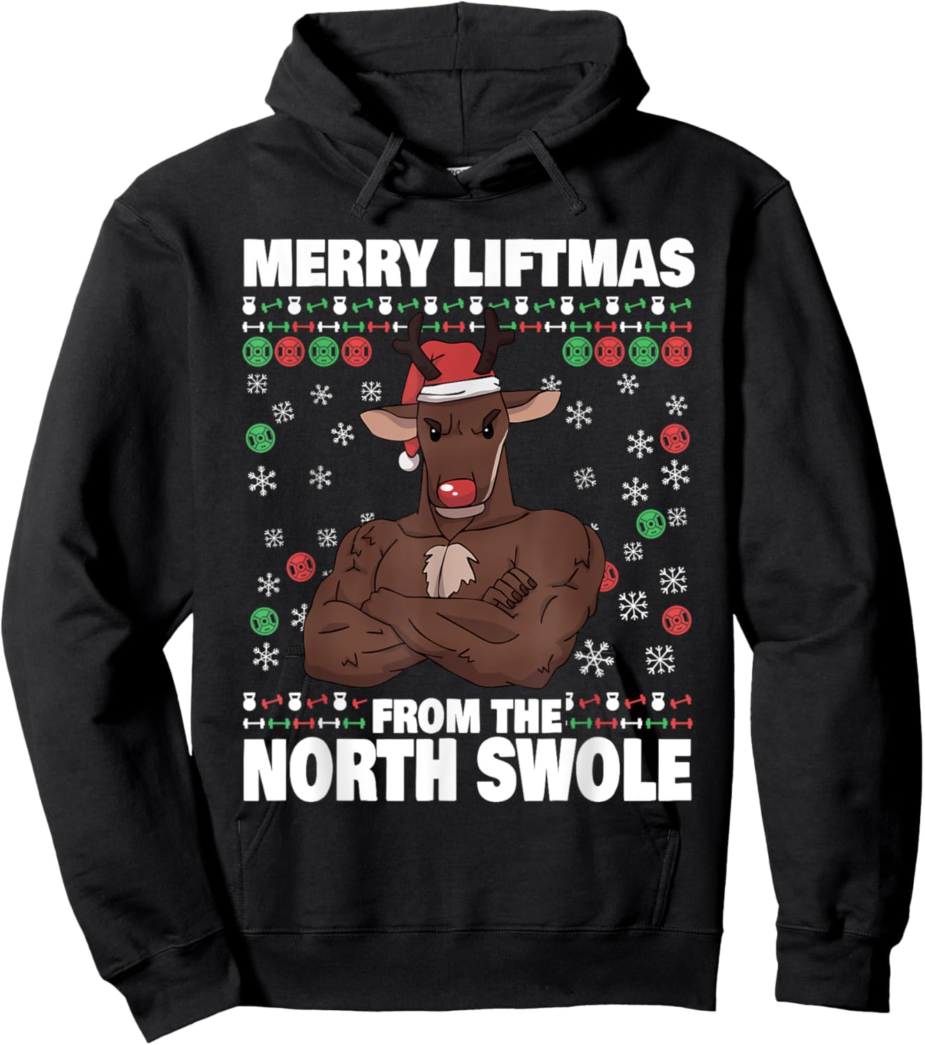 Ugly Christmas Brodolf Merry Liftmas From North Swole Gym Hoodie - Hoodie | Black