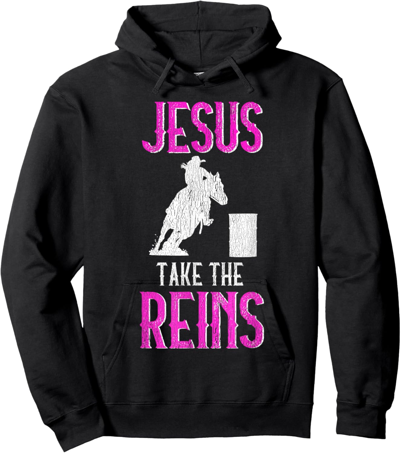 Jesus Take The Reins Cowgirl Mama Barrel Racing Mom Hoodie - Hoodie | Black