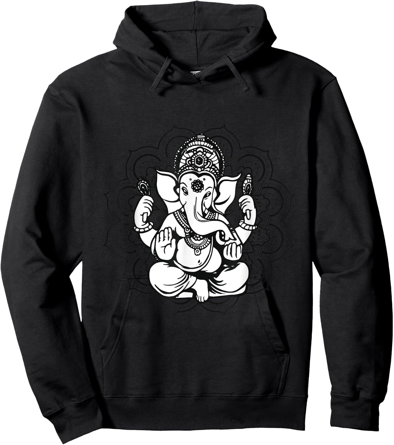 Yoga Mandala Elephant Ganesha Tribal Ornaments Chakra Hindu Hoodie - Hoodie | Black