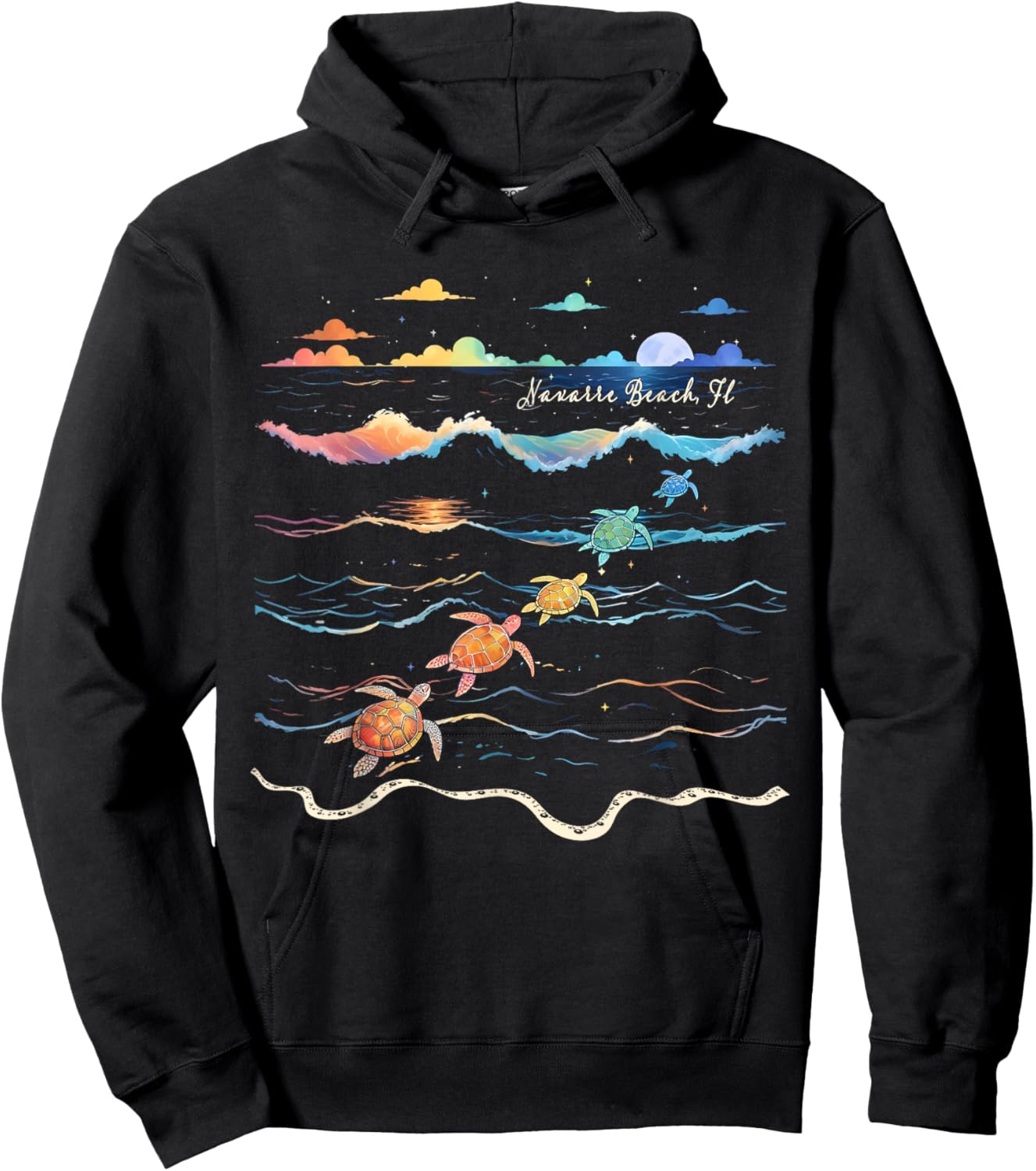 Navarre Beach Florida Sea Turtle Lover Beach Vacation Women Kids Hoodie - Hoodie | Black