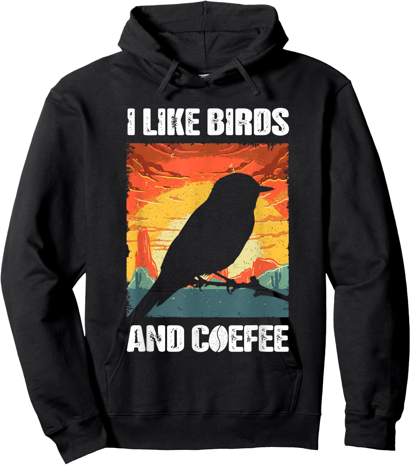 I Like Birds And Coffee, Funny Vintage I Heart Birds Lover Hoodie - Hoodie | Black