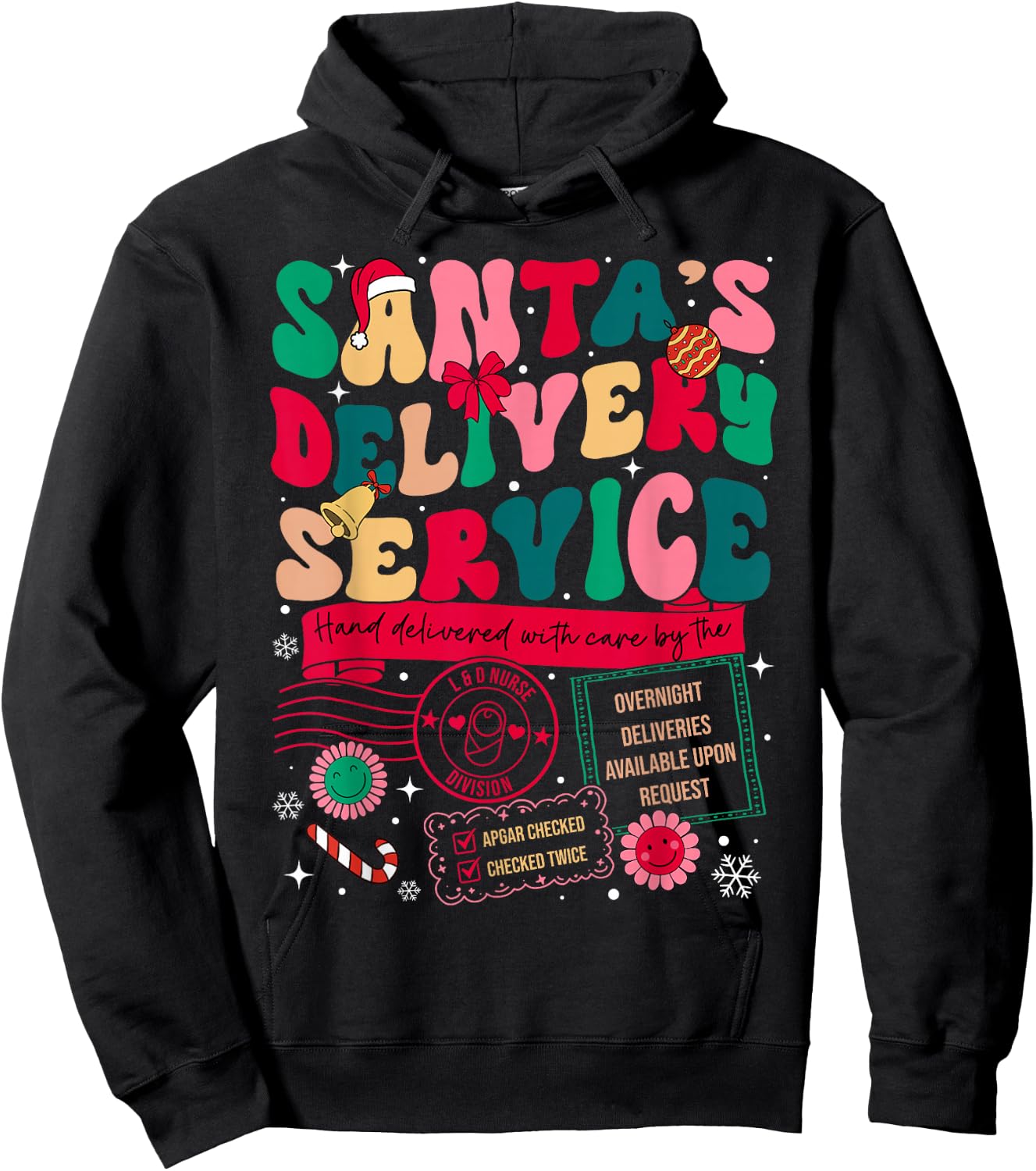 Christmas Santa's Delivery Service L&D Labor Delivery Nurse Hoodie - Hoodie | Black