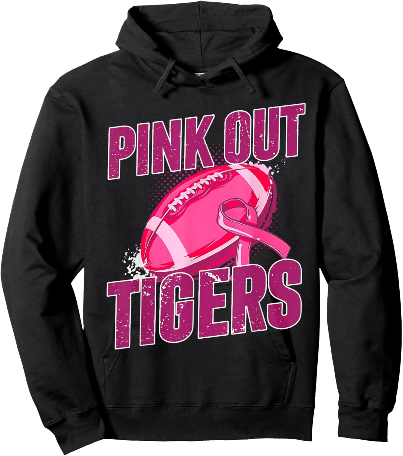 Tigers Pink Out Football Tackle Breast Cancer Hoodie - Hoodie | Black