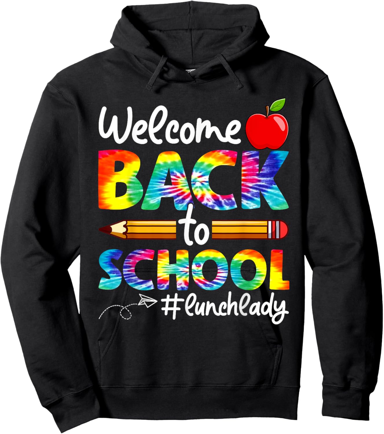 Welcome Back To School Lunch Lady Cafeteria Tie Dye Leopard Hoodie - Hoodie | Black