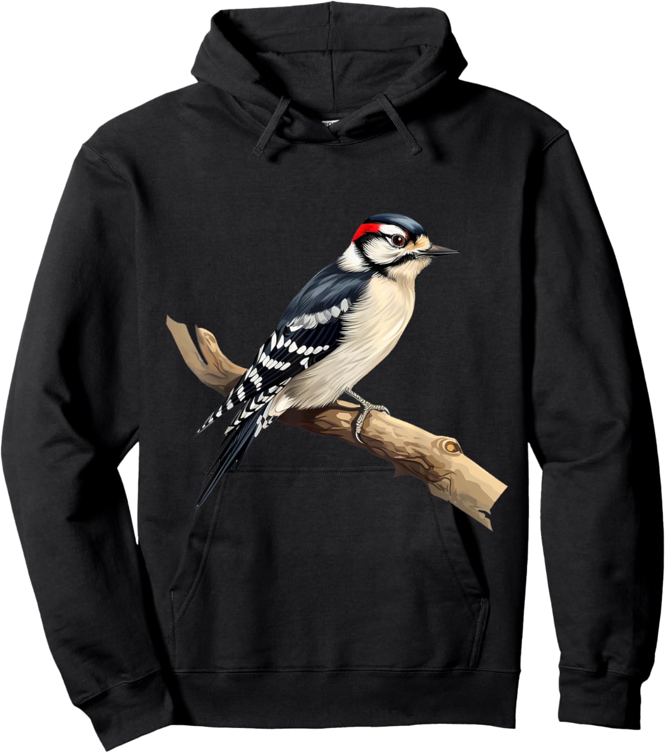 I Like Birds Apparel Downy Woodpecker Bird Lover - -Adults, Kids - Black - Short Sleeve - Classic Fit - Medium - US Size 6 Hoodie - Hoodie | Black