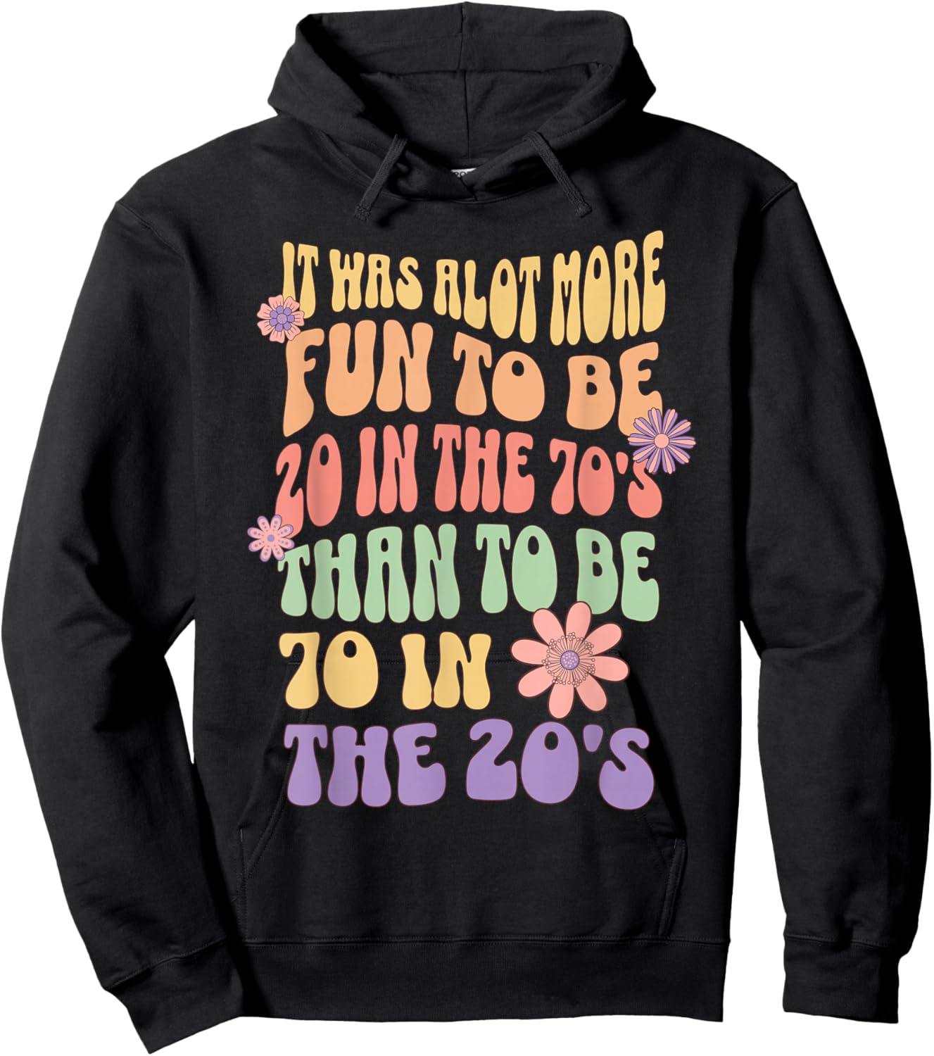 Happy 70th Birthday Funny Retirement 70's Living in The 20's Hoodie - Hoodie | Black