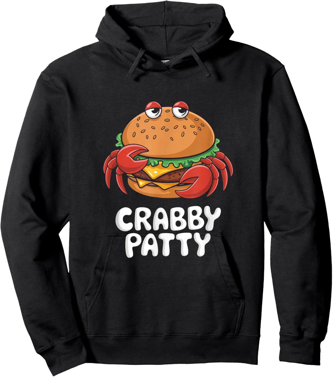 Funny Cartoon Crabby Patty Pun Design Hoodie - Hoodie | Black