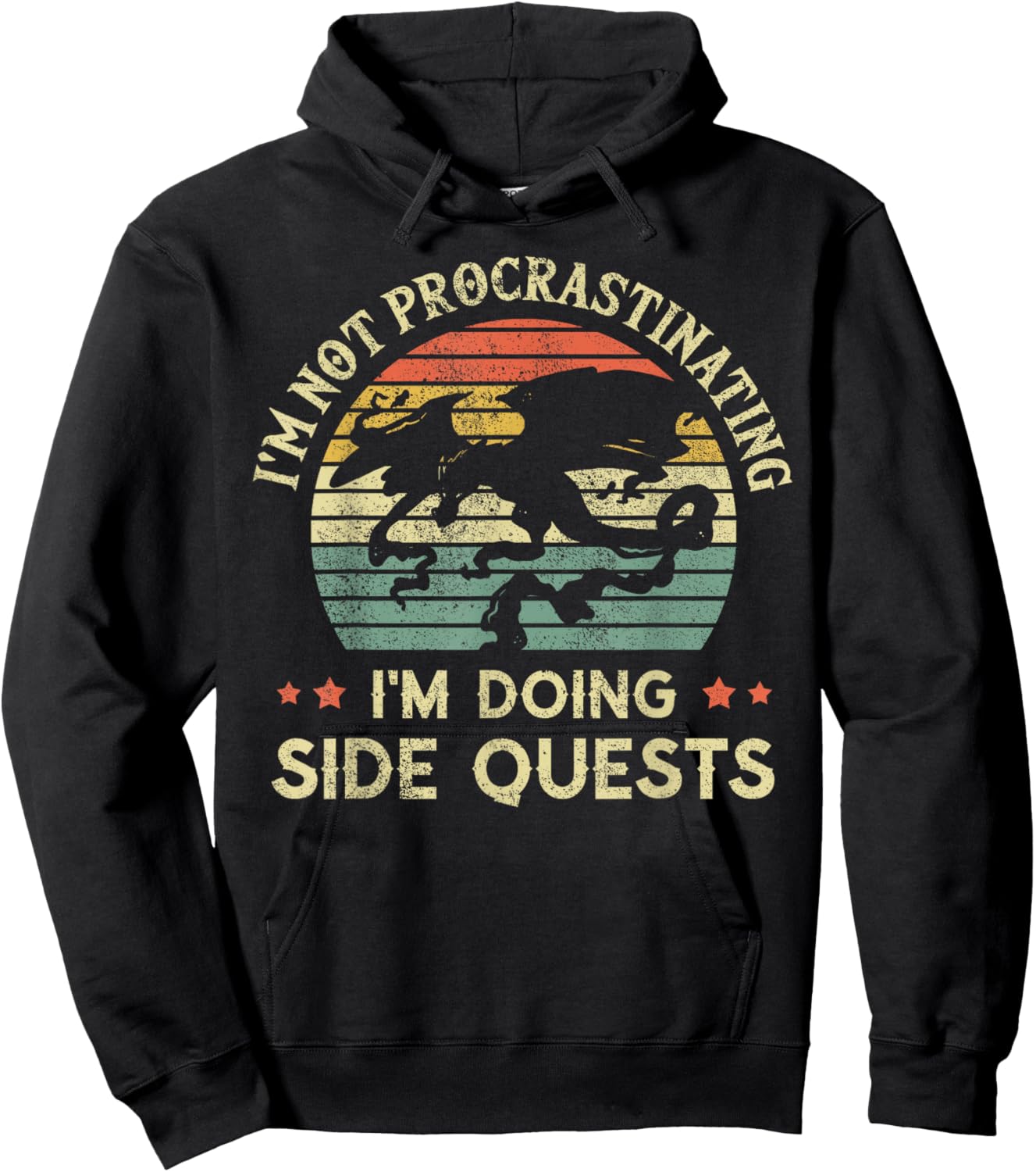 I'm Not Procrastinating I'm Doing Side Quests Retro Vintage Hoodie - Hoodie | Black
