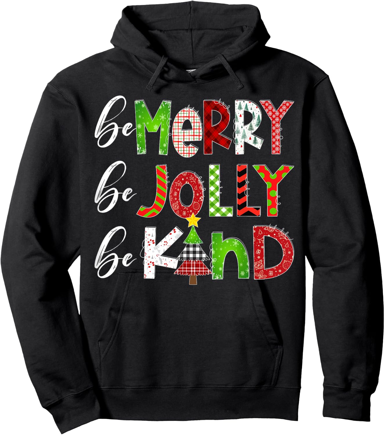 Be Merry Be Jolly Be Kind Merry Christmas Teacher Xmas Pjs Hoodie - Hoodie | Black
