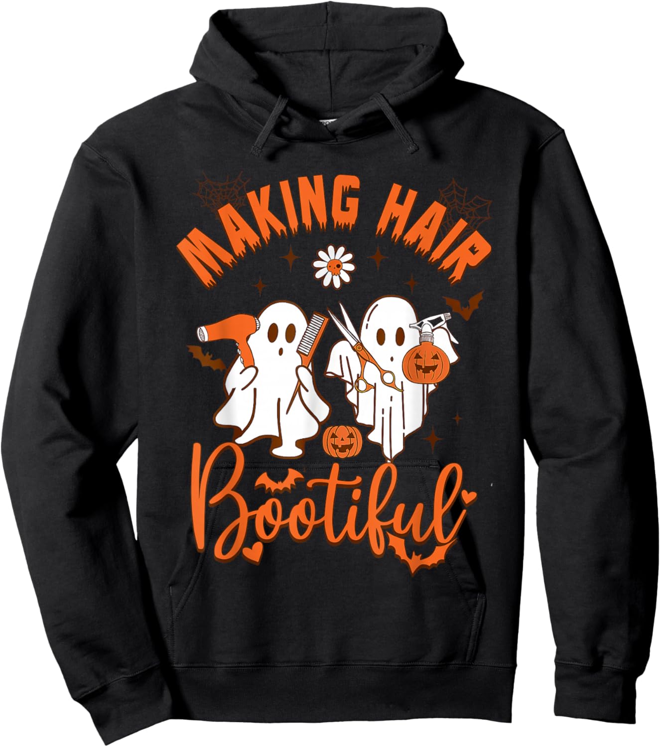 Making Hair Bootiful Funny Scary Ghost Hairdresser Halloween Hoodie - Hoodie | Black