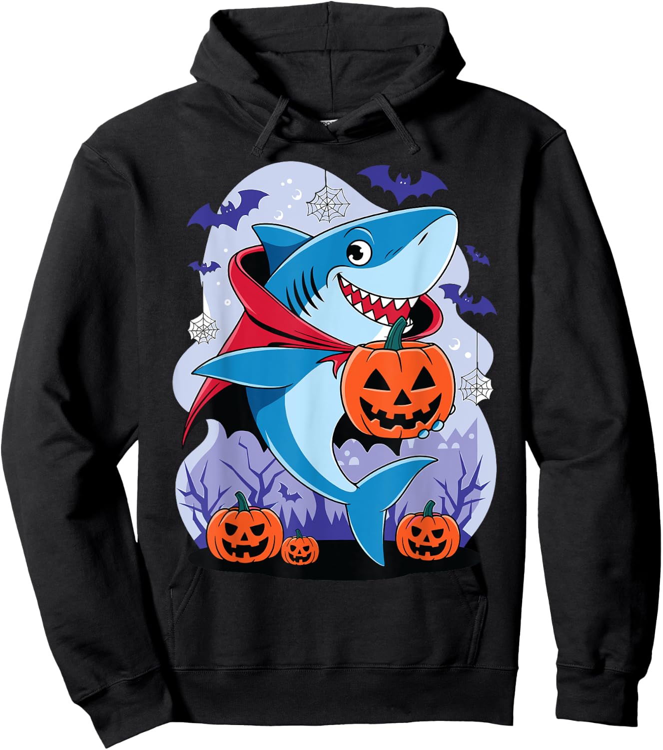 Shark Halloween Shark Pumpkin Shark Costume Halloween Funny Hoodie - Hoodie | Black