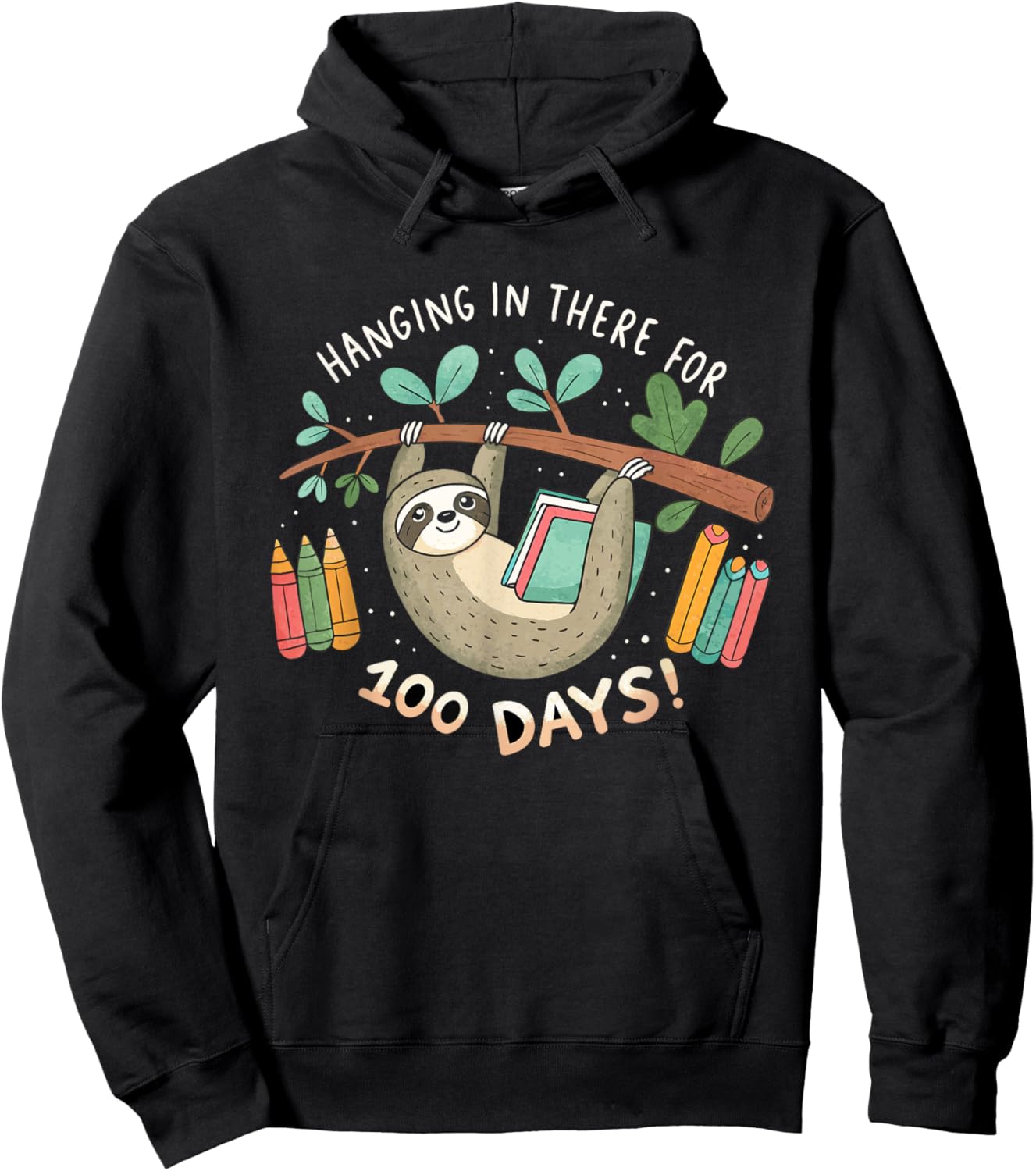 Hanging In There For 100 Days - Sloth 100 Days of School Hoodie - Hoodie | Black
