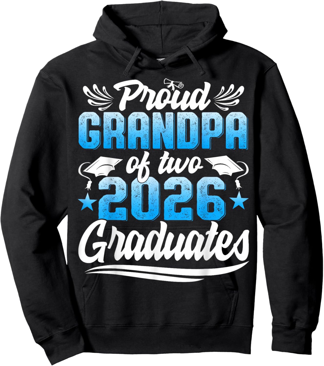 Proud Grandpa of Two 2026 Graduates Twins Graduation Hoodie - Hoodie | Black