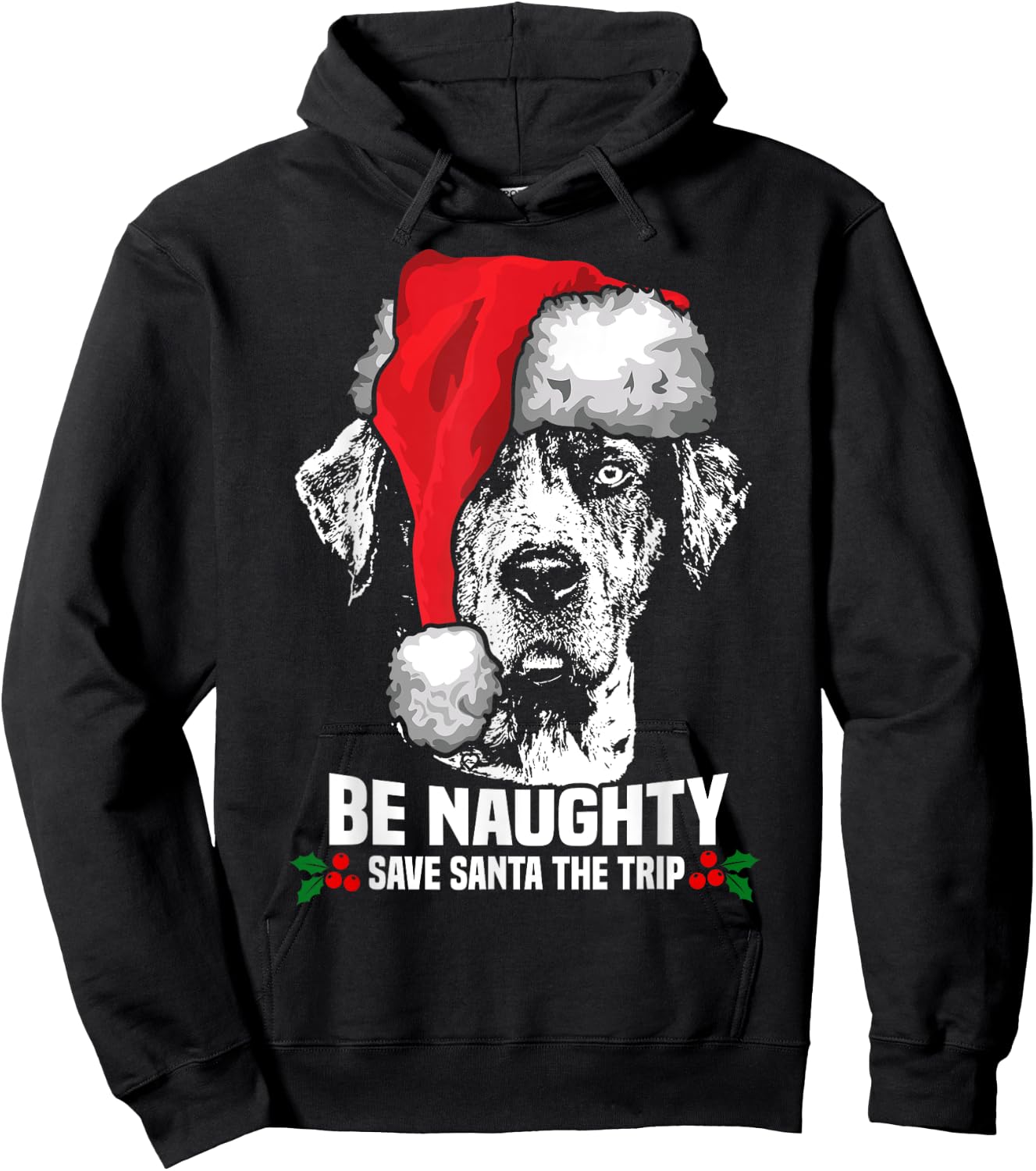 Be Naughty Save Santa Catahoula Cur Xmas Hoodie - Hoodie | Black
