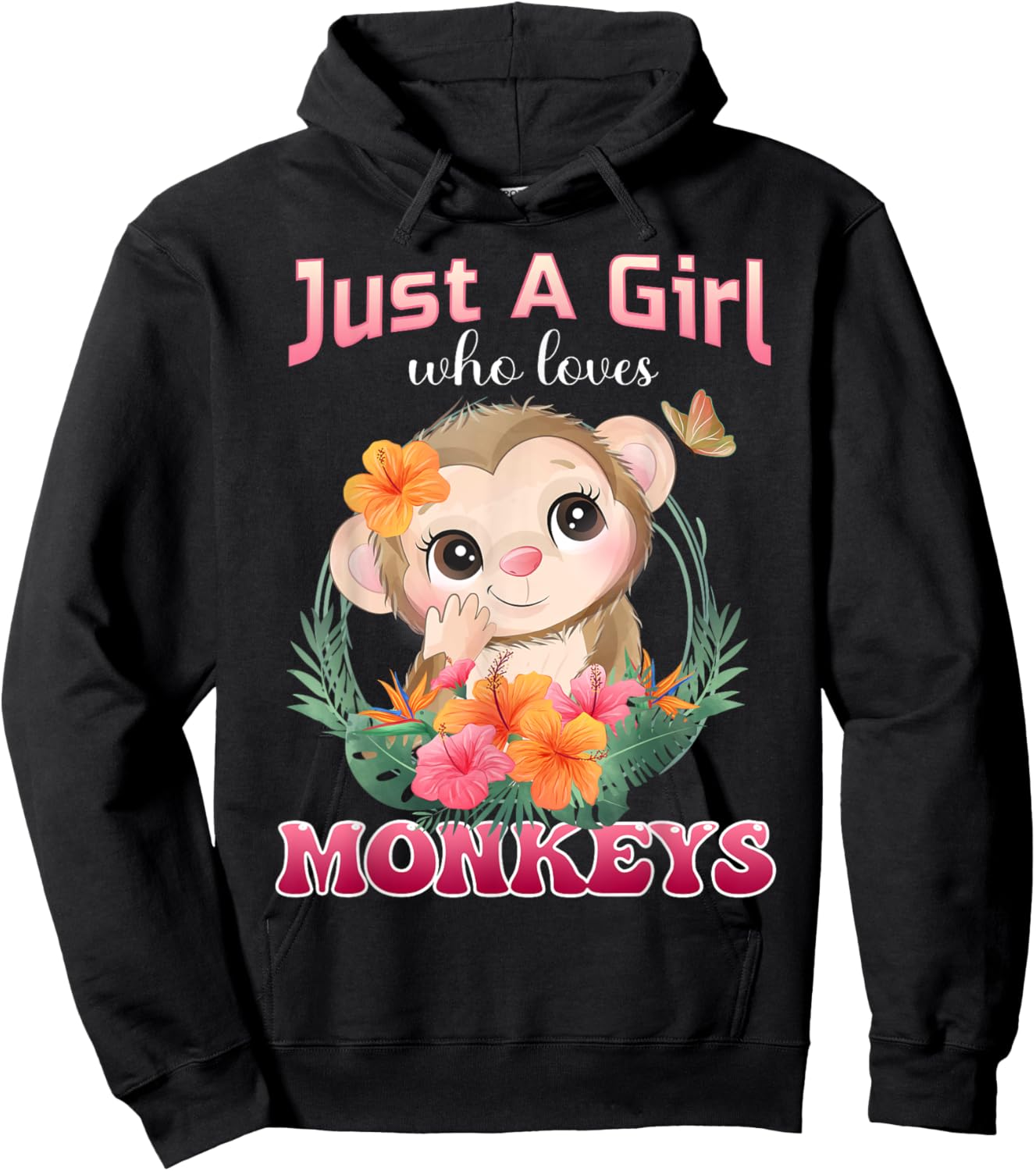 Just A Girl Who Loves Monkeys Monkey Kids Hoodie - Hoodie | Black