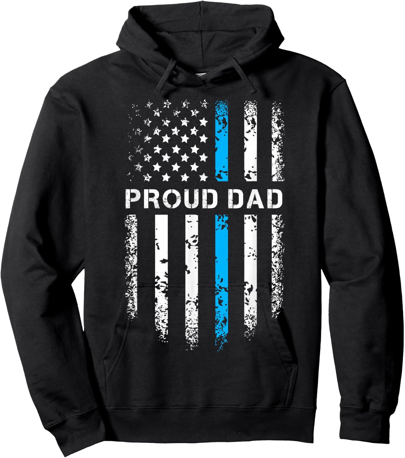Proud Dad Patriotic Law Enforcement Supporter Police Officer Hoodie - Hoodie | Black