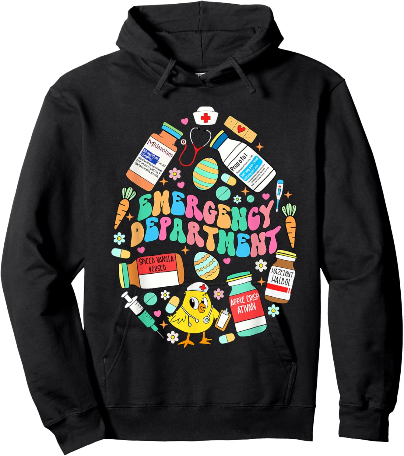 Easter Eggs Emergency Department Er Ed Nurse Critical Care Hoodie - Hoodie | Black