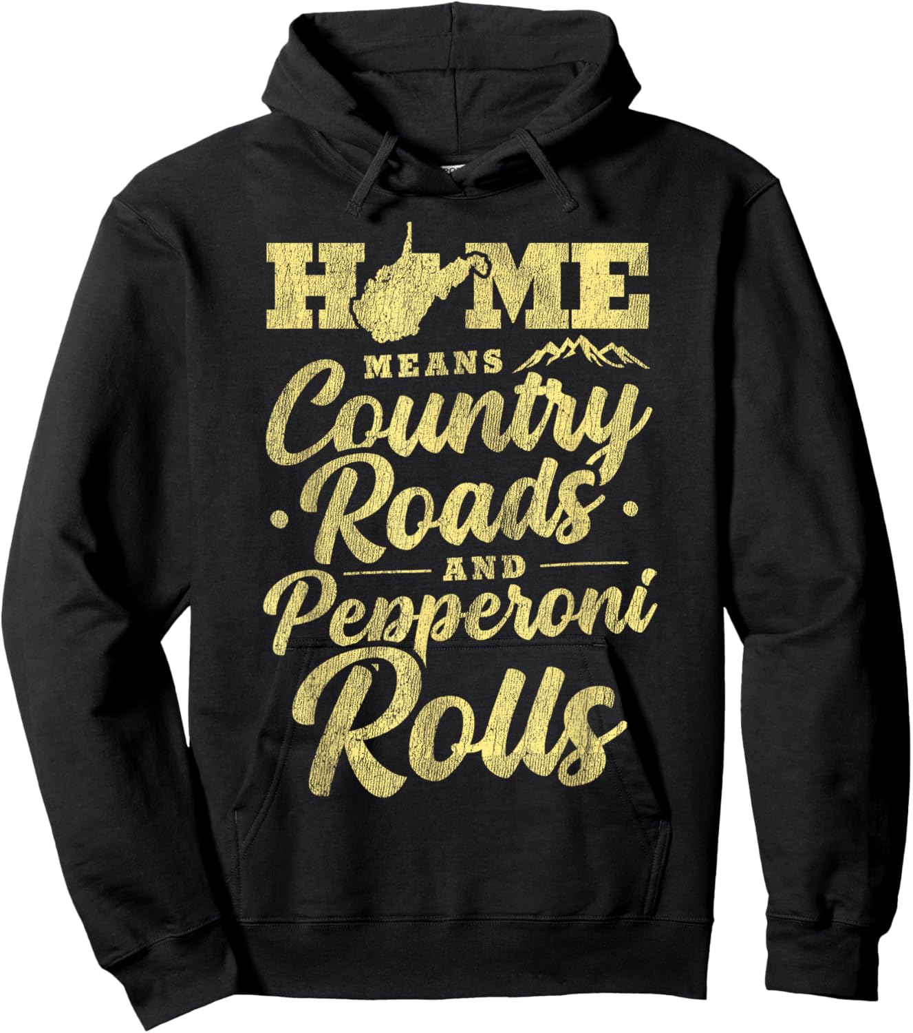 West Virginia Funny Pepperoni Rolls & Country Roads WV State Hoodie - Hoodie | Black