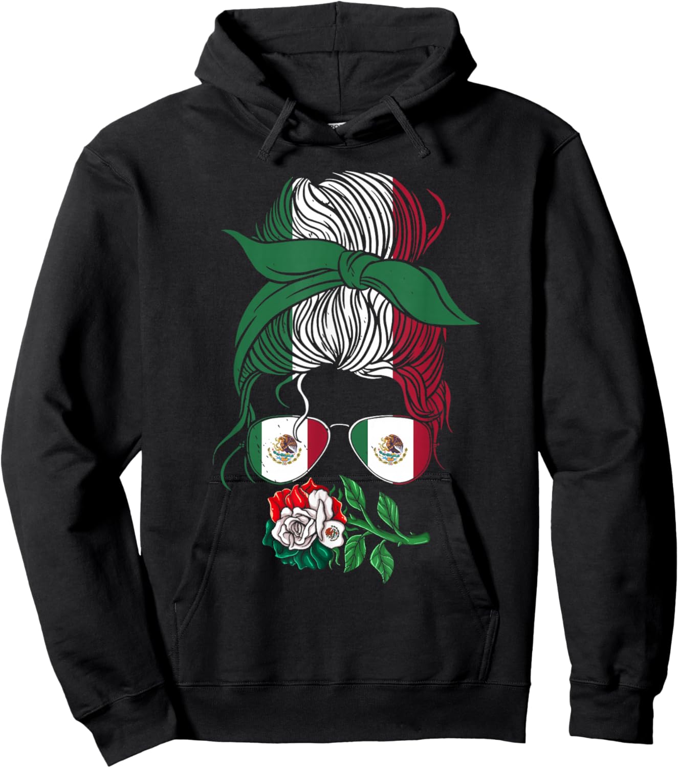 Mexico Gift Rose Tijuana Mexican Hispanic Pride Poncho Hoodie - Hoodie | Black