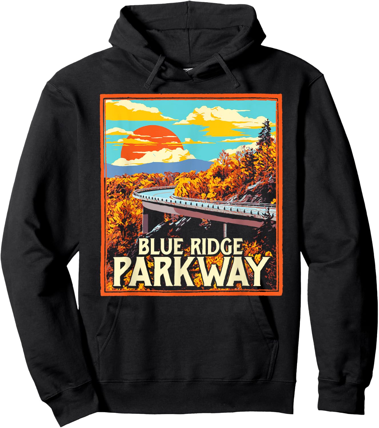 Blue Ridge Parkway Vintage Poster Style Retro Graphic Hoodie - Hoodie | Black
