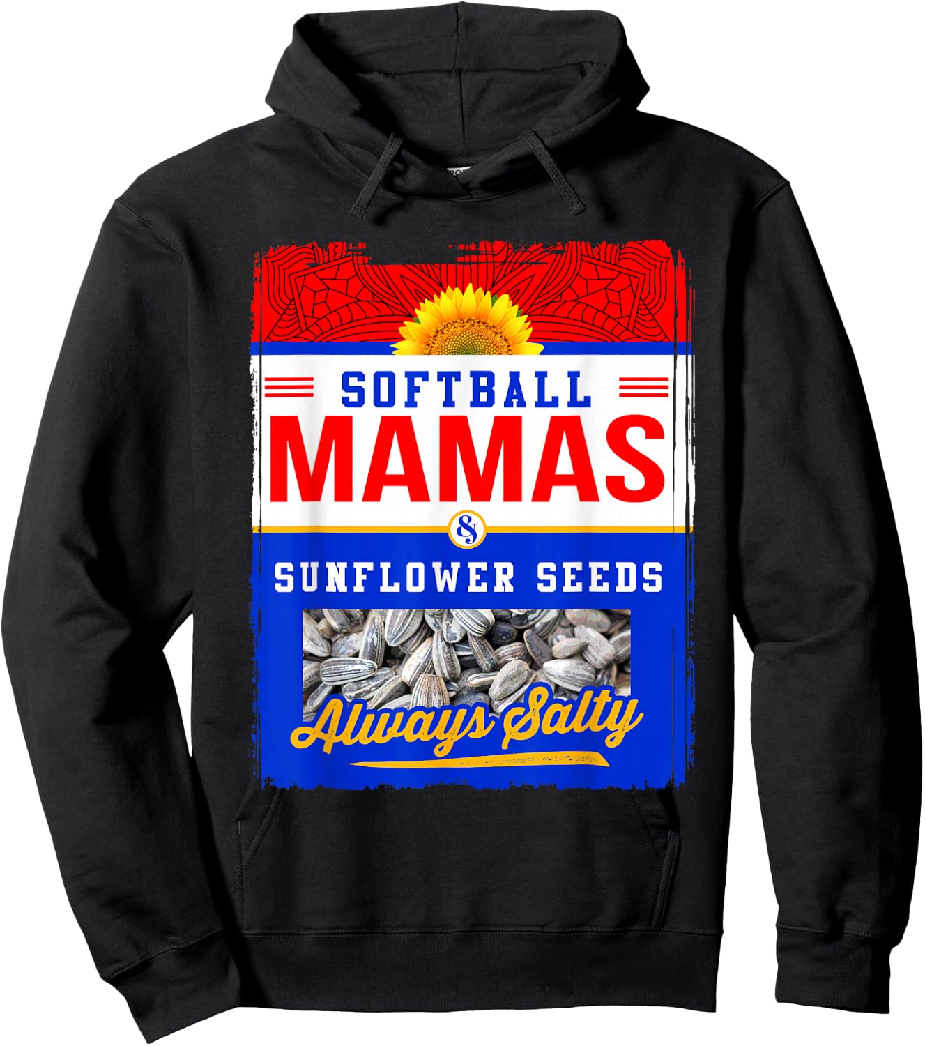 Softball Mamas and Sunflower Seeds Always Salty Shirt Hoodie - Hoodie | Black