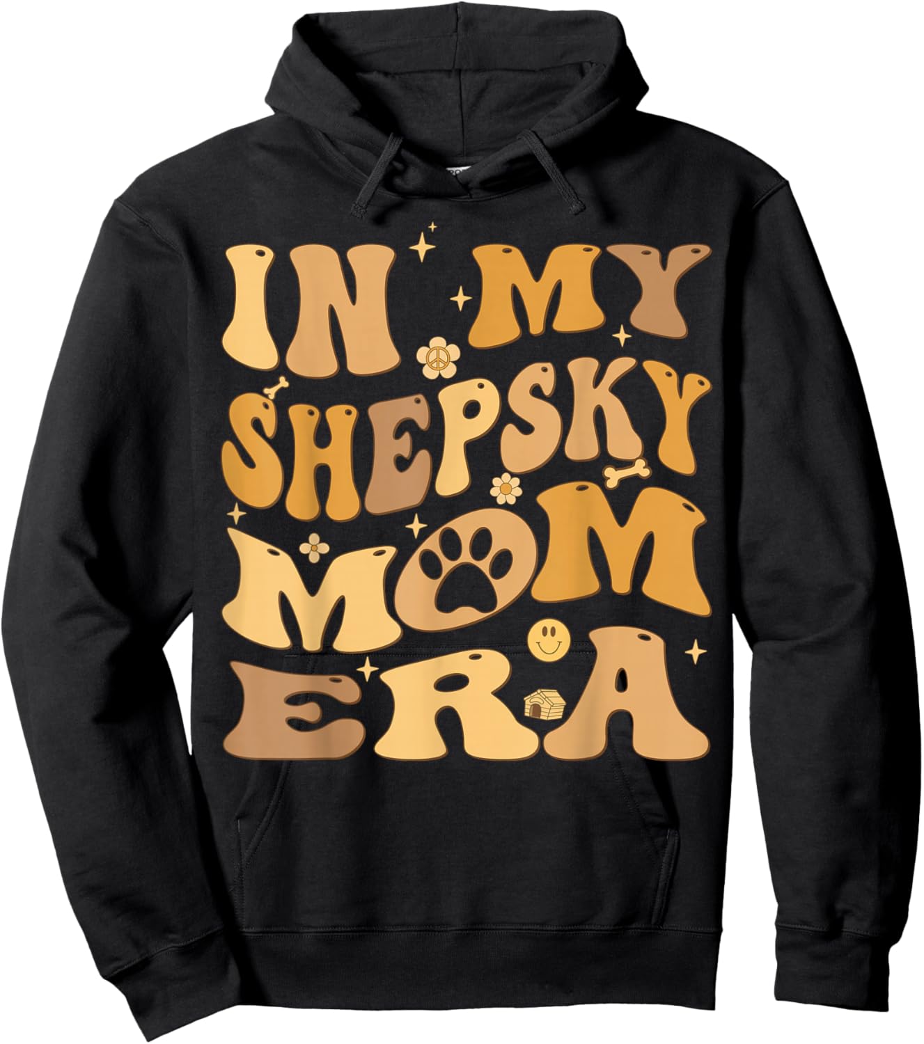 In My Shepsky Mom Era Groovy Gerberian Shepsky Dog Hoodie - Hoodie | Black