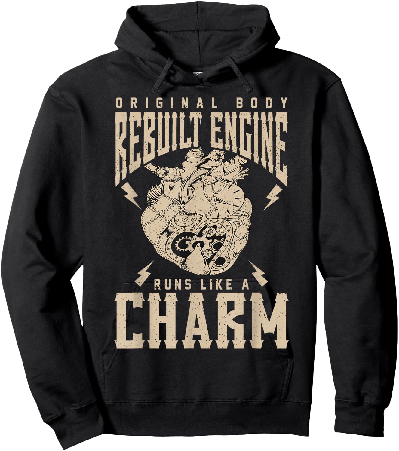 Open Heart Original Body Rebuilt Engine Running Like A Charm Hoodie - Hoodie | Black