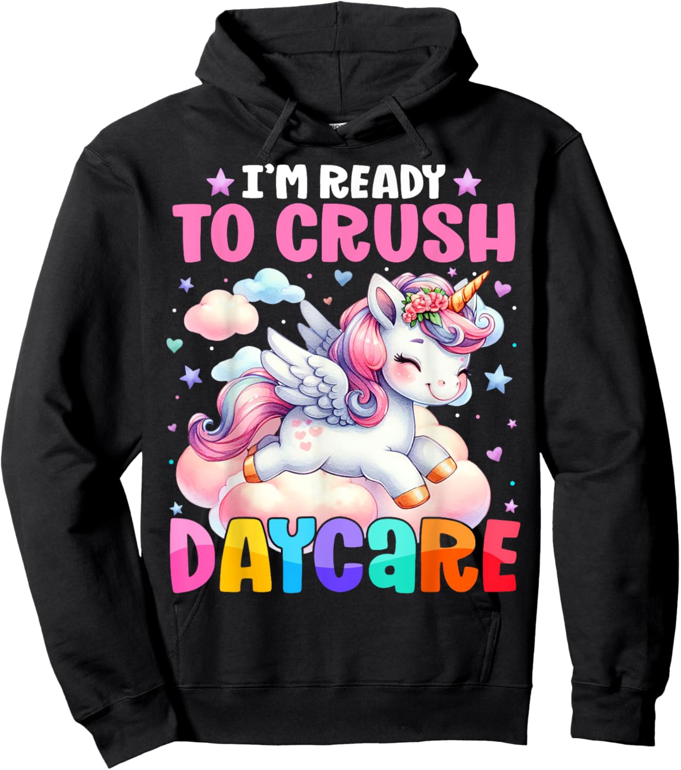 Kids Ready To Crush Daycare Unicorn Lover Back to School Hoodie - Hoodie | Black