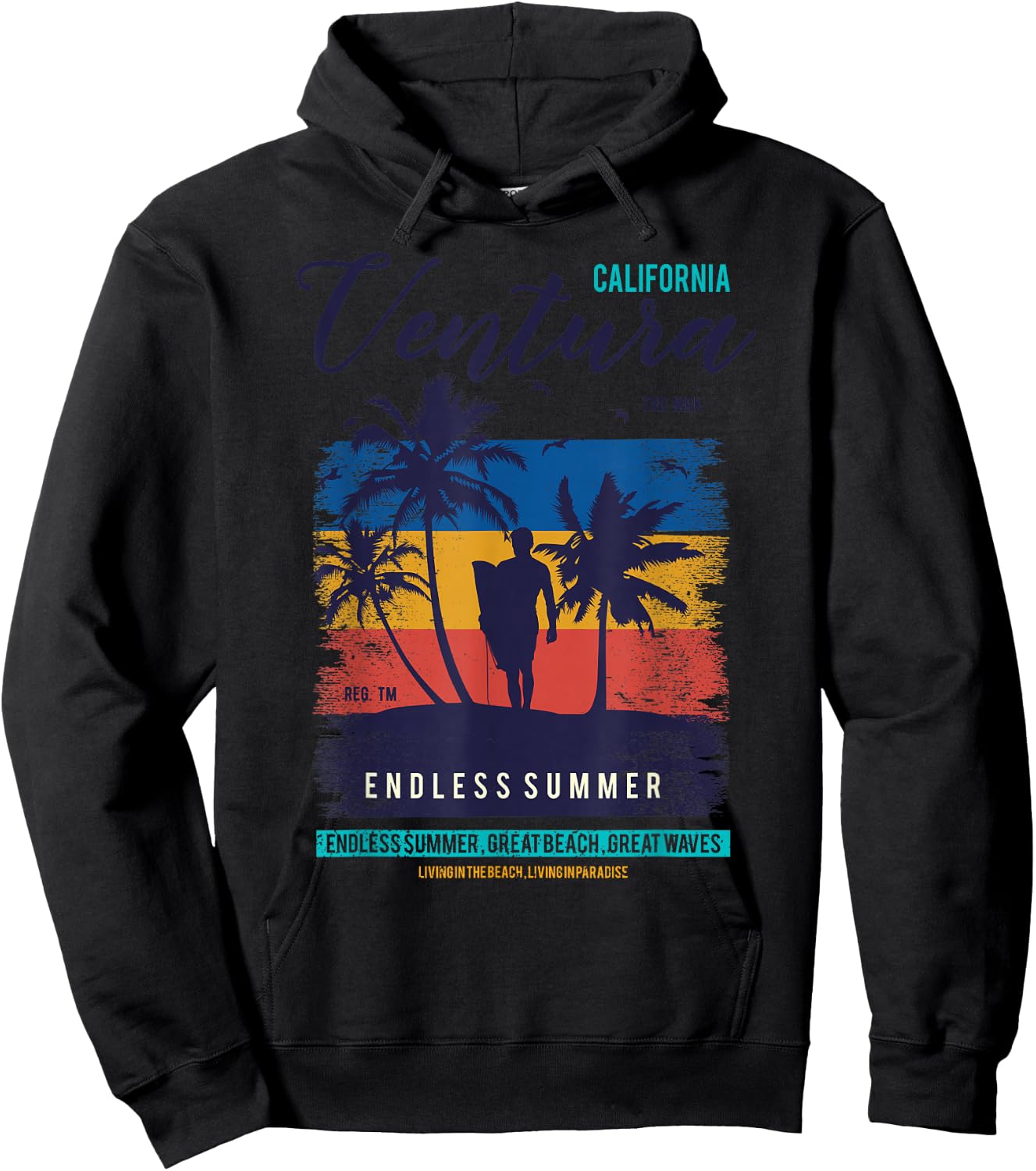 Retro California Ventura Beach Shirt - 70s 80s Ventura Hoodie - Hoodie | Black