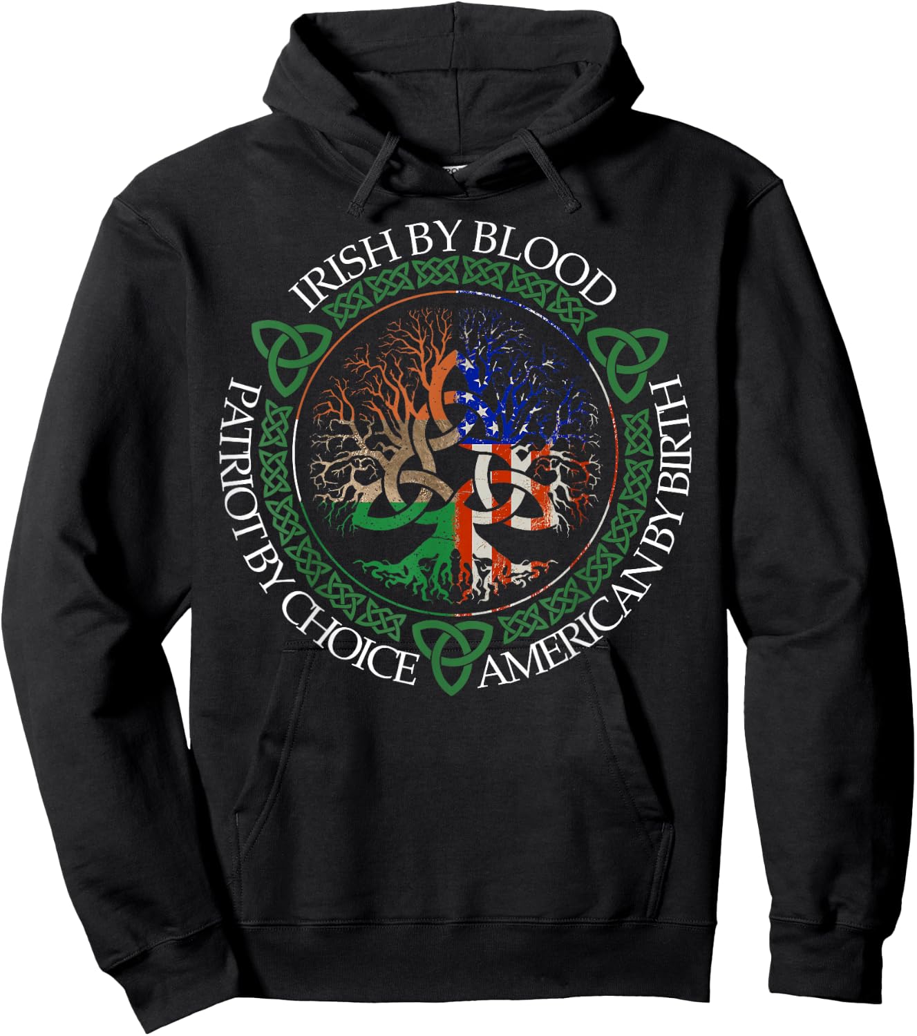Irish By Blood American By Birth Patriot By Choice Flag Us Hoodie - Hoodie | Black