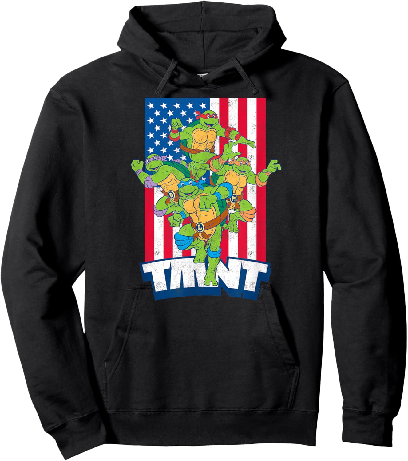 Teenage Mutant Ninja Turtles - USA Flag with Group Hoodie - Hoodie | Black