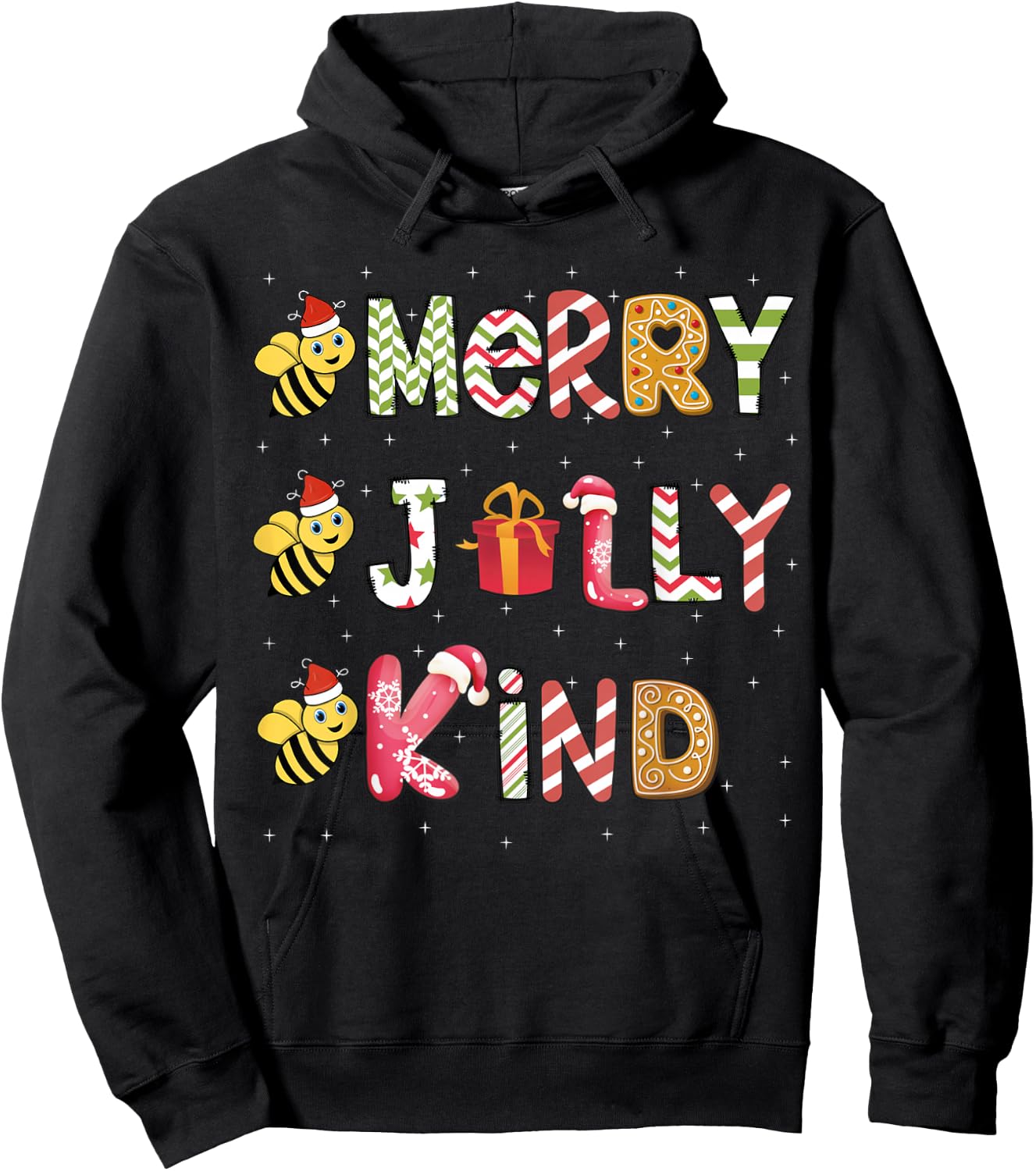 Bee Christmas Teacher Xmas - Be Merry Be Jolly Be Kind Hoodie - Hoodie | Black