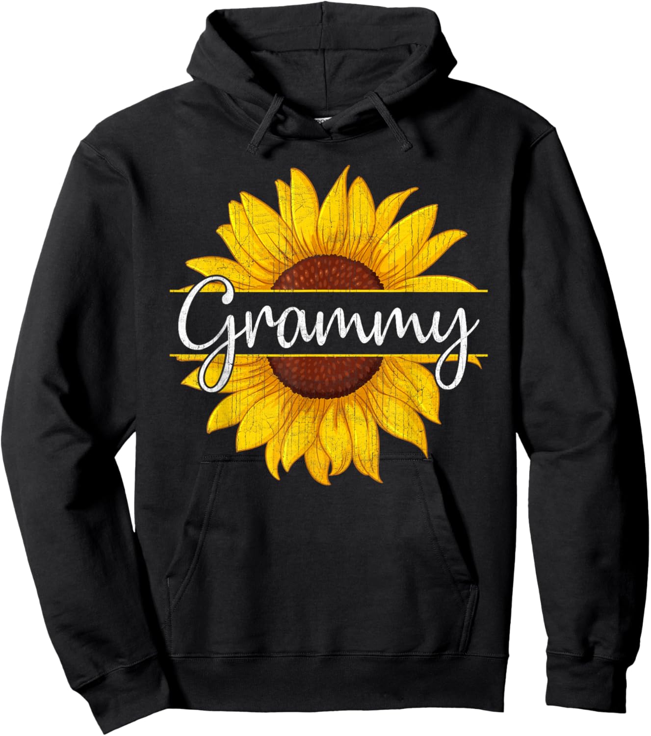 Summer Vintage Yellow Sunflower Graphic Sunflower Grammy Hoodie - Hoodie | Black