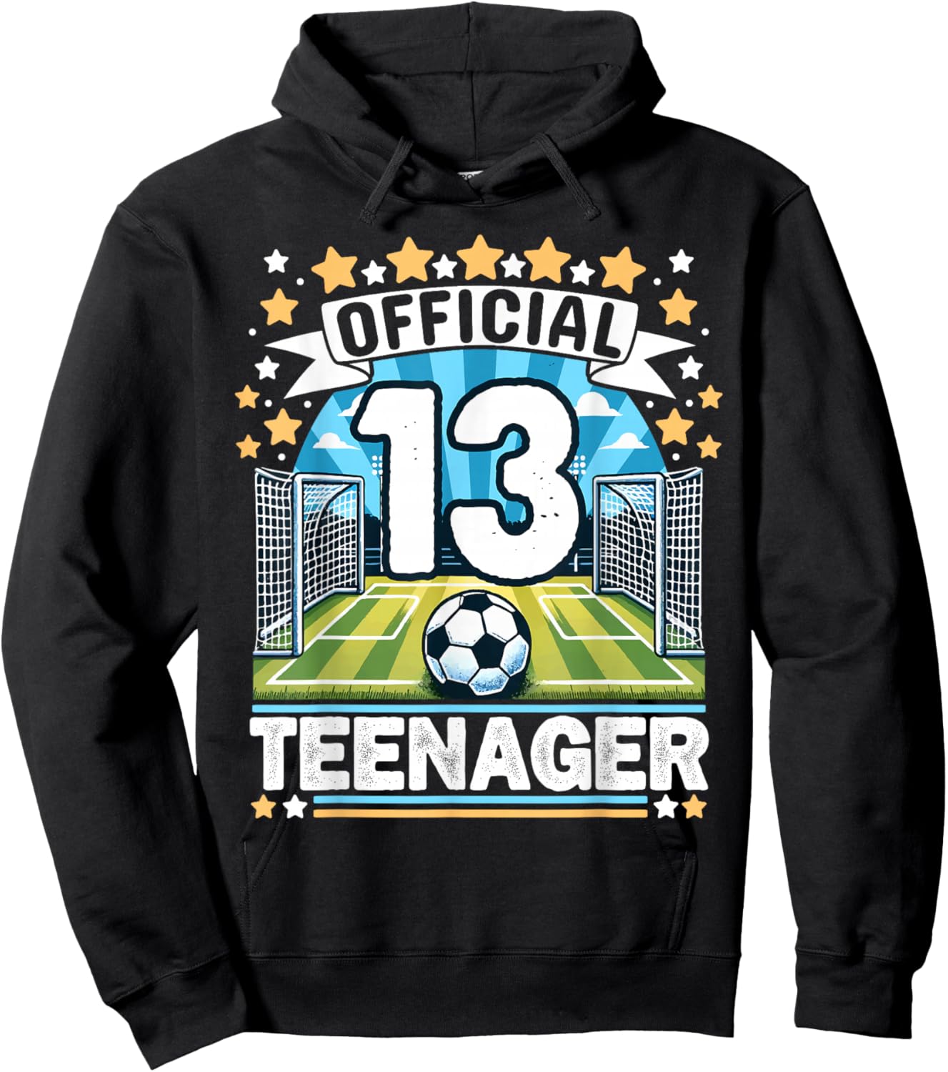 13 Years Official Teenager Soccer 13th Birthday Boy Girl Hoodie - Hoodie | Black