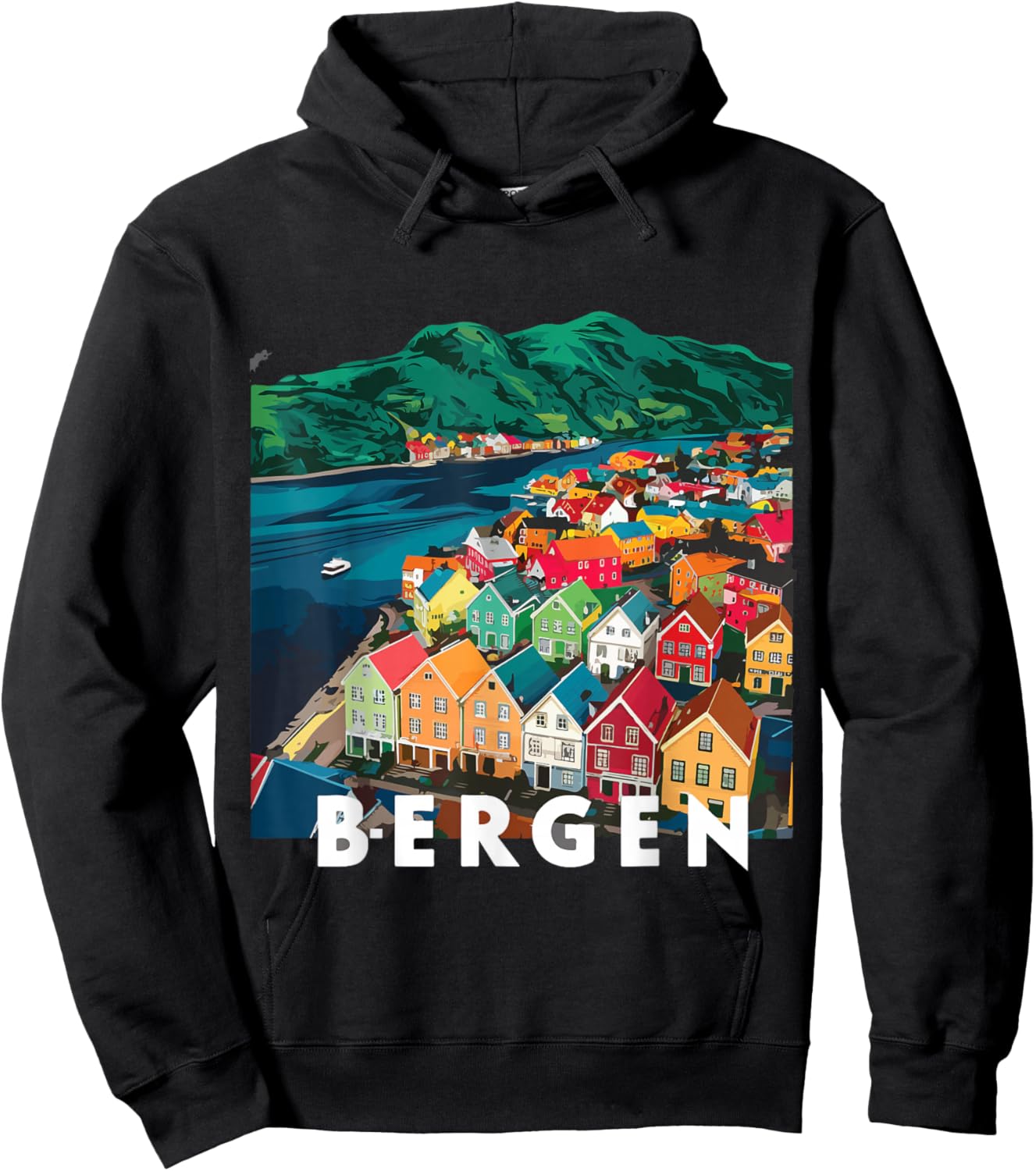 Harbor City Norway Bergen House Costume Fjords of Norway Hoodie - Hoodie | Black
