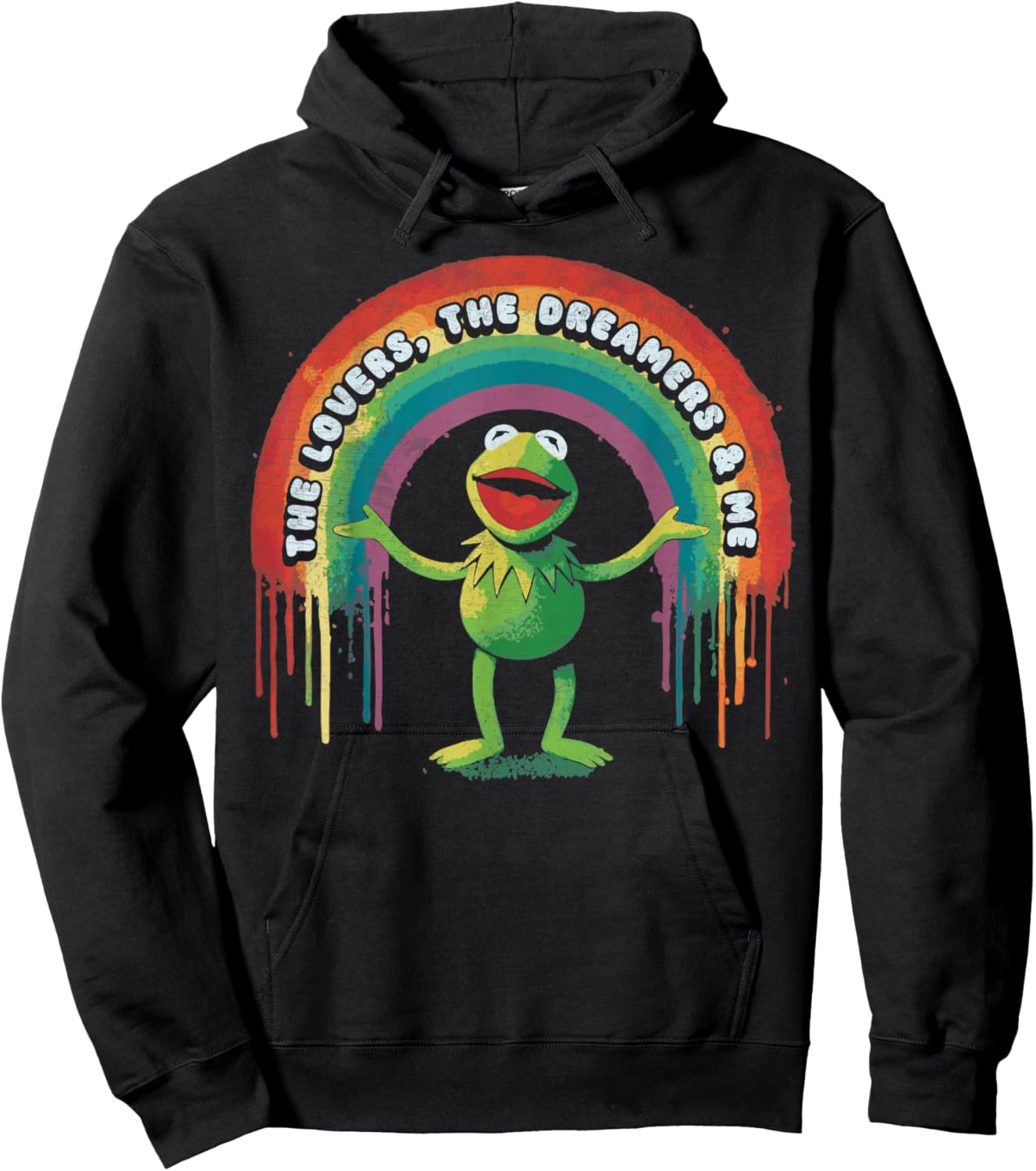 Funny Retro Rainbow Frog Connection The Lovers The Dreamers Hoodie - Hoodie | Black