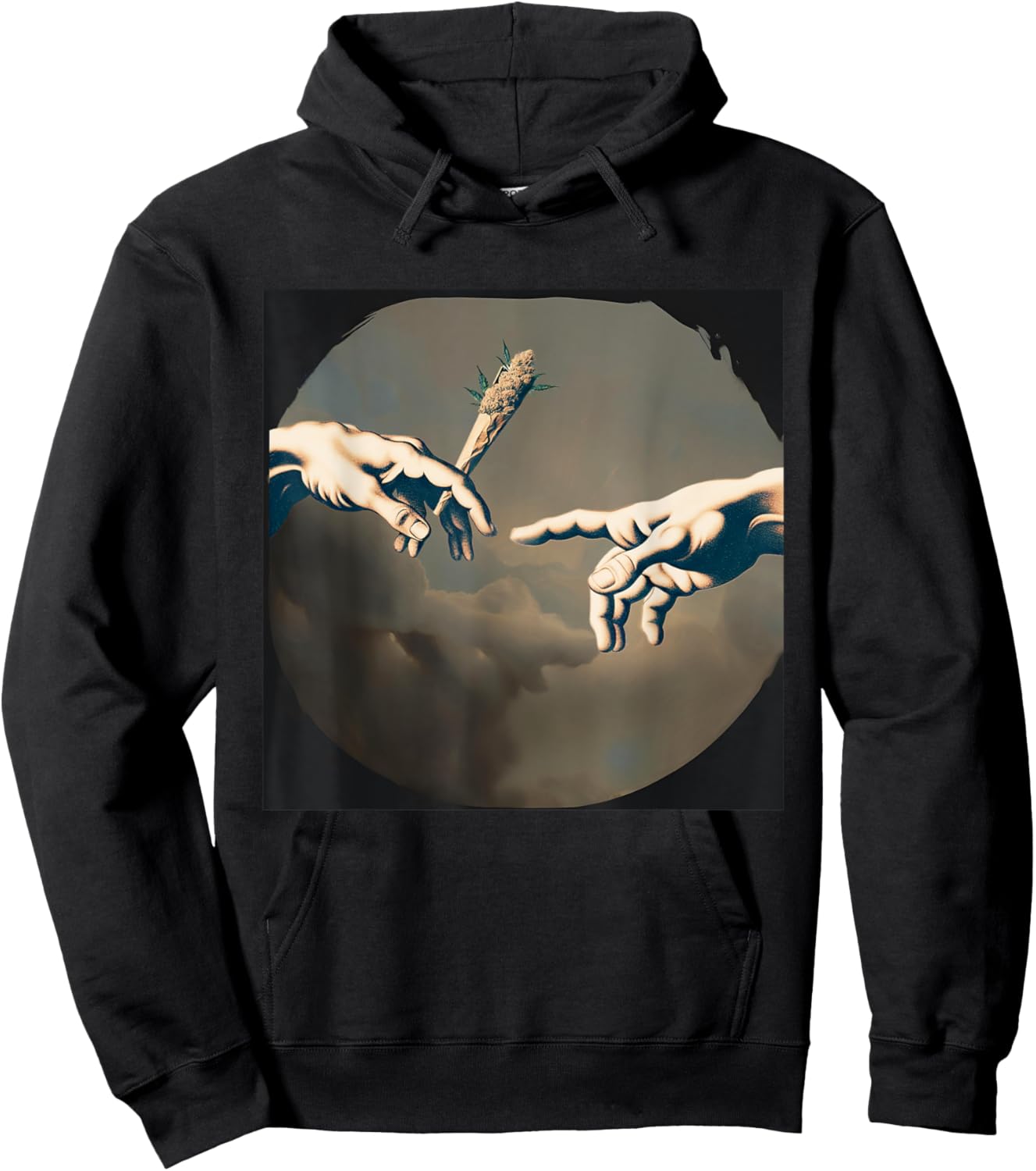 Creation of Adam's Pass the Joint Cannabis Weed 420 Bong Grass Hoodie - Hoodie | Black