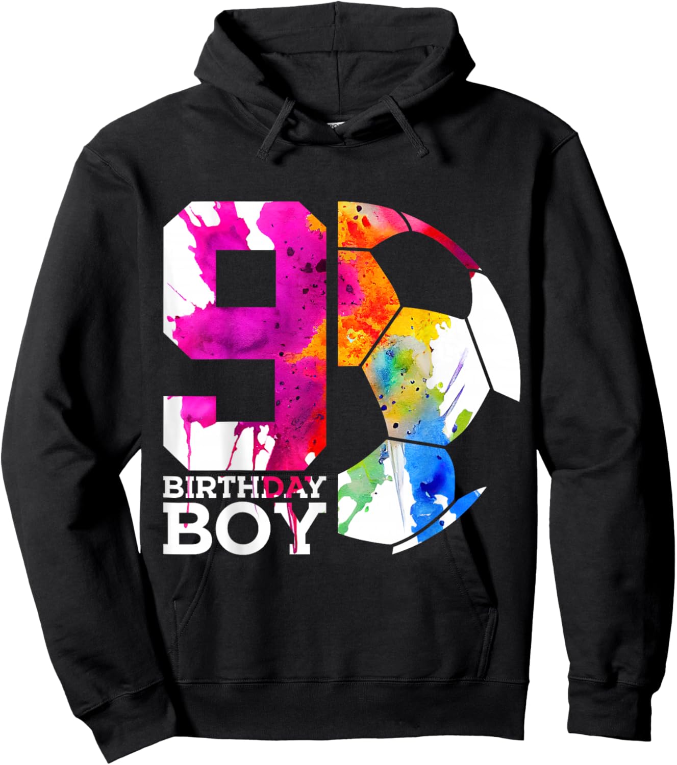 9 Birthday Boy Soccer 9th Birthday Hoodie - Hoodie | Black