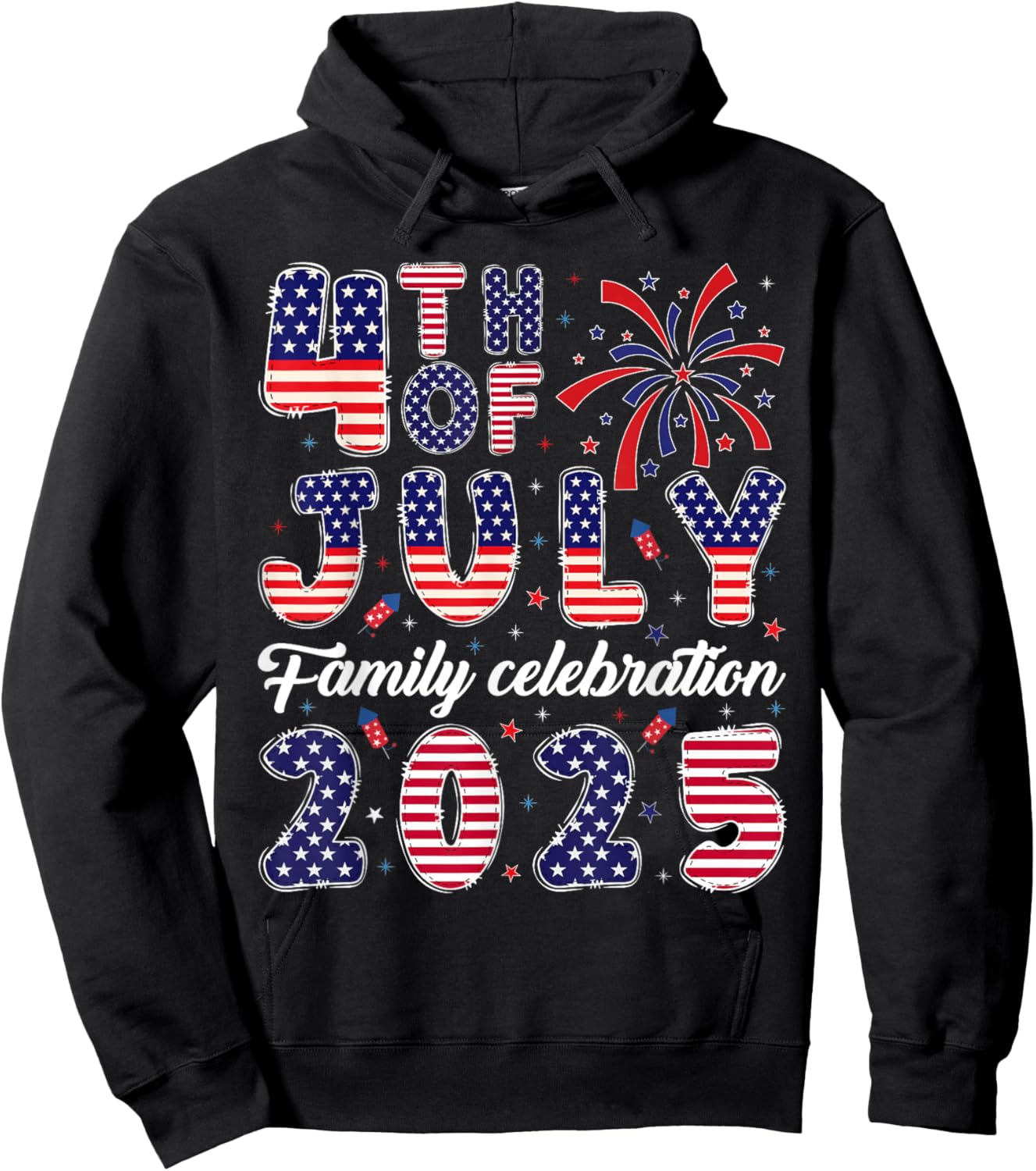 Family Matching Group 4th of July Family Celebration 2025 Hoodie - Hoodie | Black