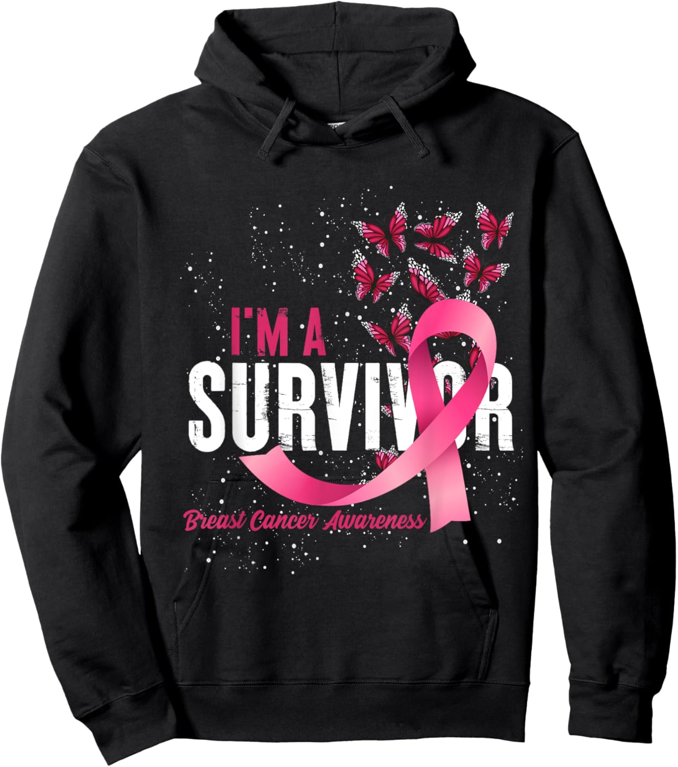 Im A Survivor Breast Cancer Awareness Hoodie - Hoodie | Black