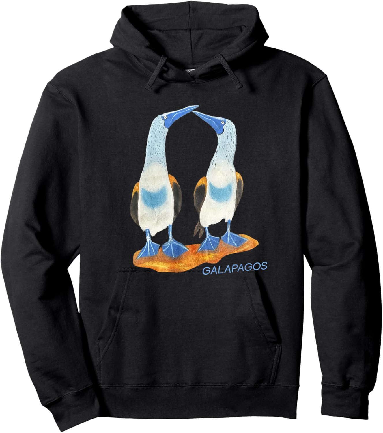 Galapagos Ecuador Blue-Footed Birds Graphic Hoodie - Hoodie | Black