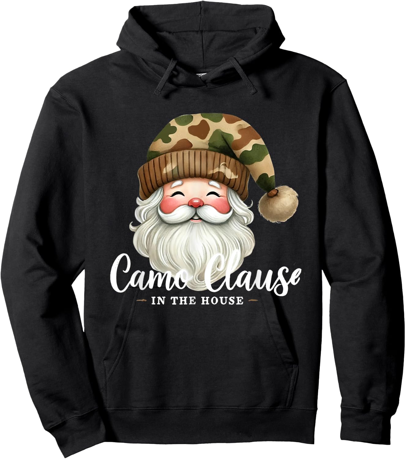 Santa Claus Wearing Camouflage Camo Satna Hat Camo Clause Hoodie - Hoodie | Black
