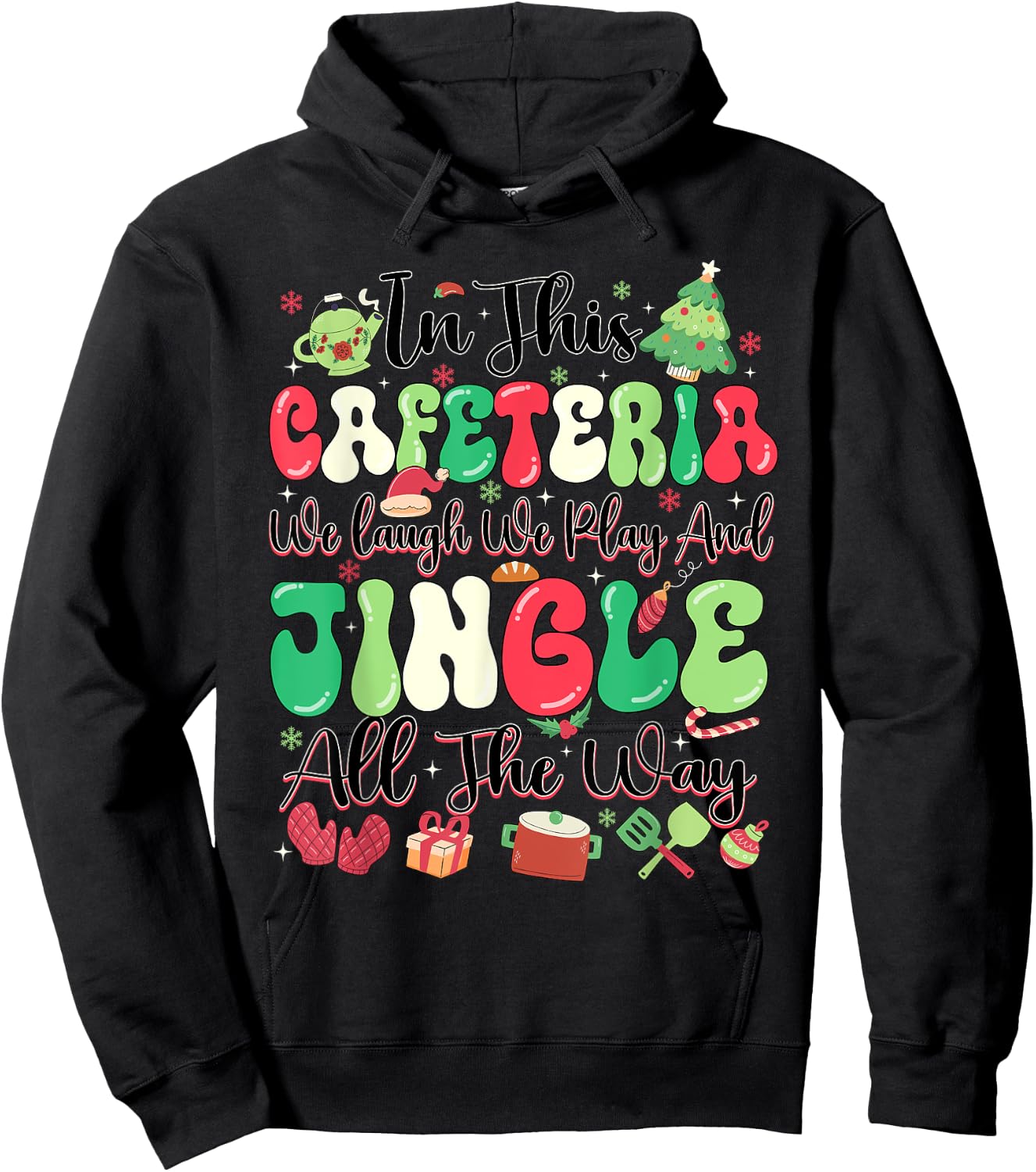 Funny Cafeteria Christmas Lunch Lady Hoodie - Hoodie | Black