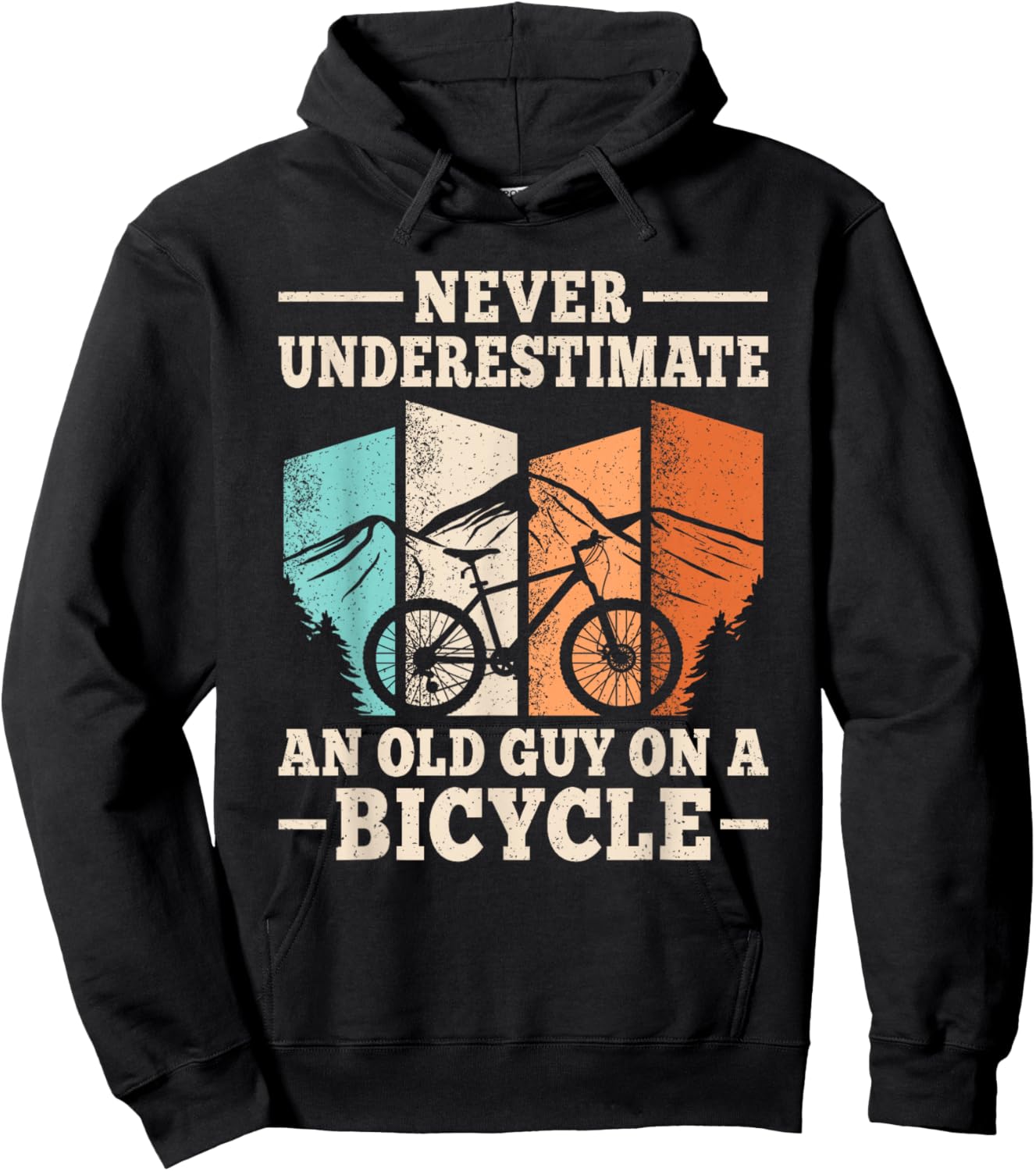 Funny Biking Outfit Men Women Boys Girls Kids Never Underestimate An Old Guy On A Bicycle Cyclist Cycling Black Small Modern Cycling Hoodie - Hoodie | Black