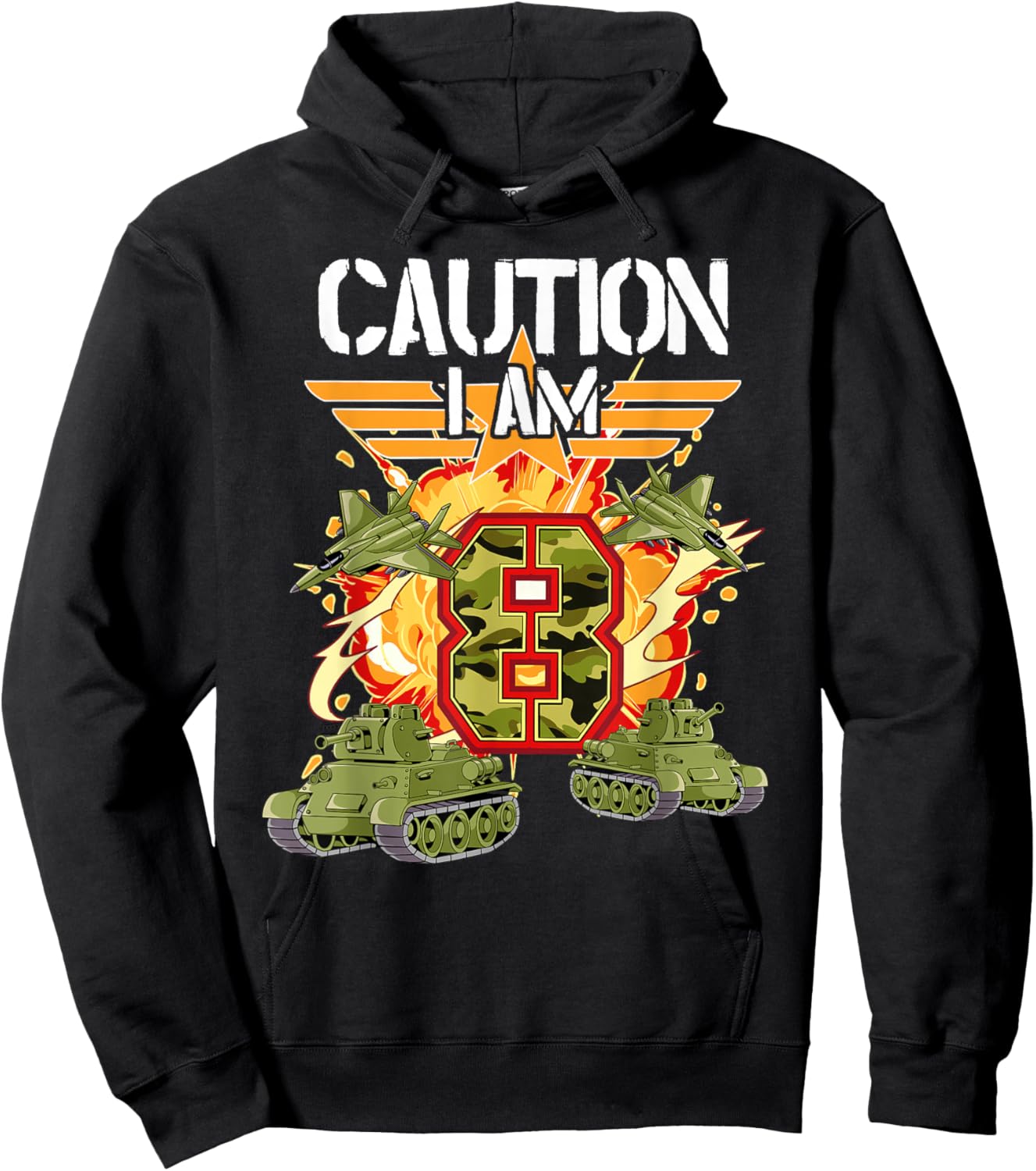8th Birthday Army Hoodie - Hoodie | Black