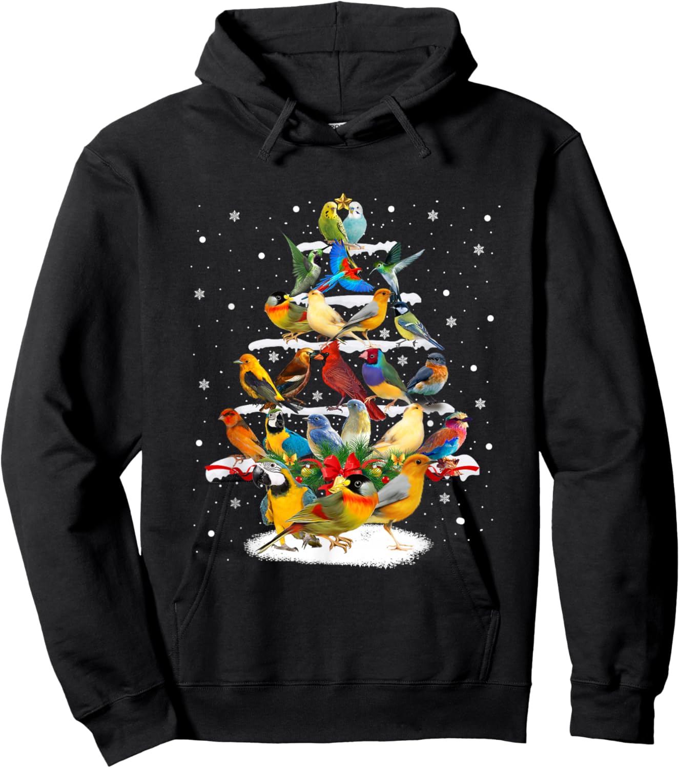 Birds Christmas Tree Hoodie - Hoodie | Black