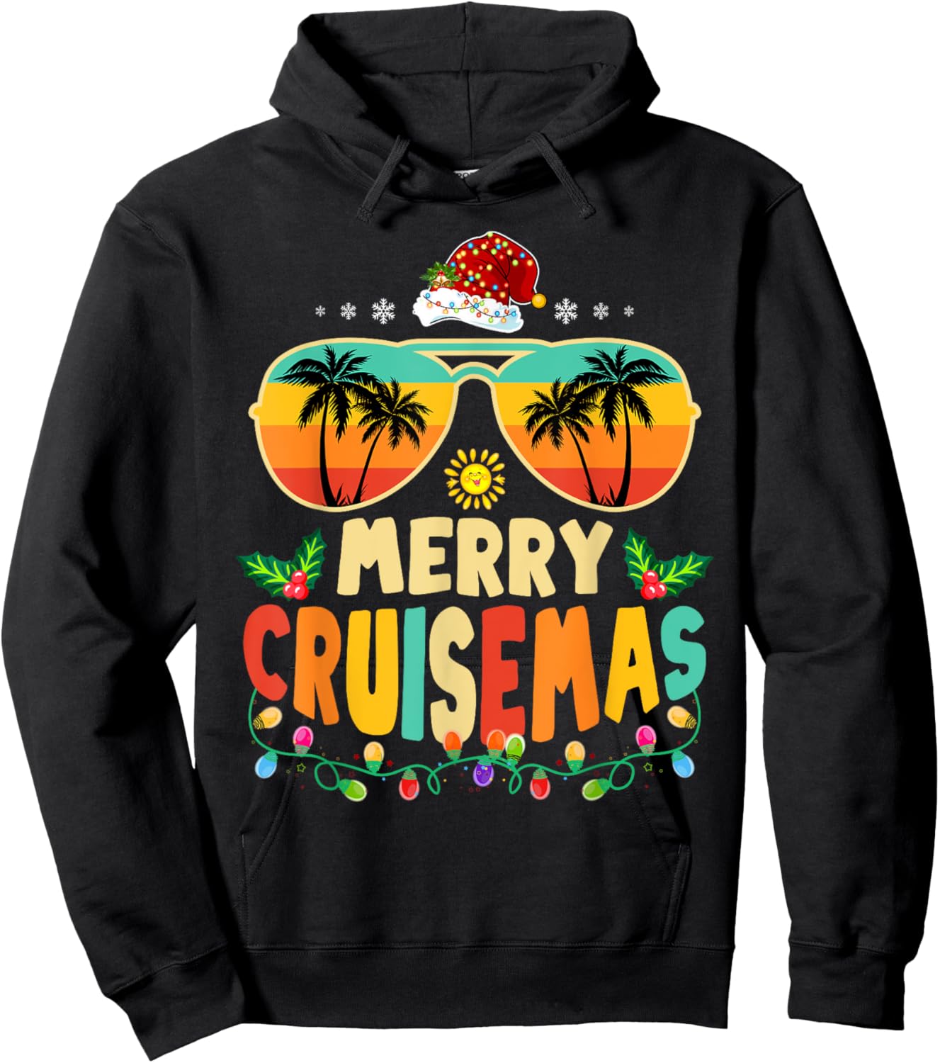 Merry Cruisemas 2025 Christmas Santa Reindeer Cruise Hoodie - Hoodie | Black