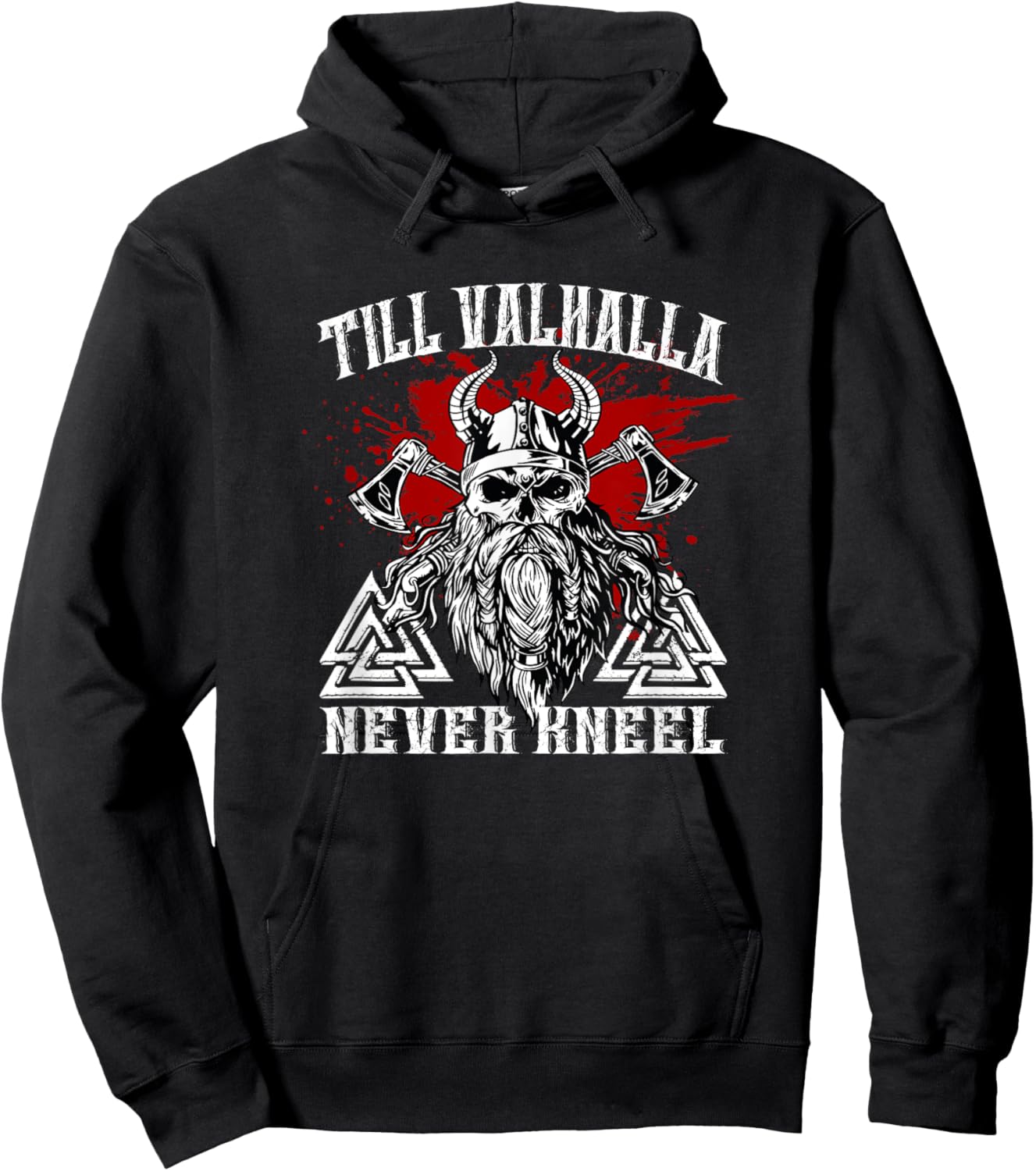 Till Valhalla Never Kneel Viking Vikings Hoodie - Hoodie | Black