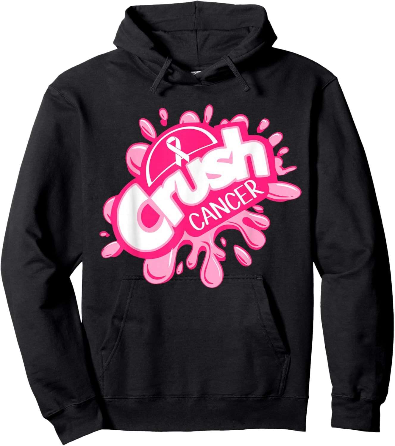 Crush Cancer Pinktober Ribbon Breast Cancer Awareness Hoodie - Hoodie | Black
