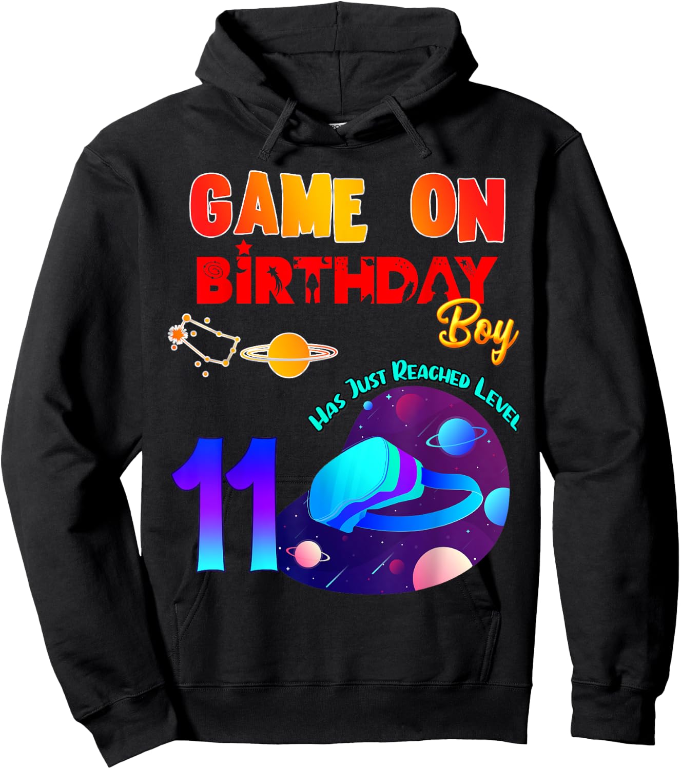 VR Virtual Reality Game On 11 Birthday Party Matching Outfit Hoodie - Hoodie | Black